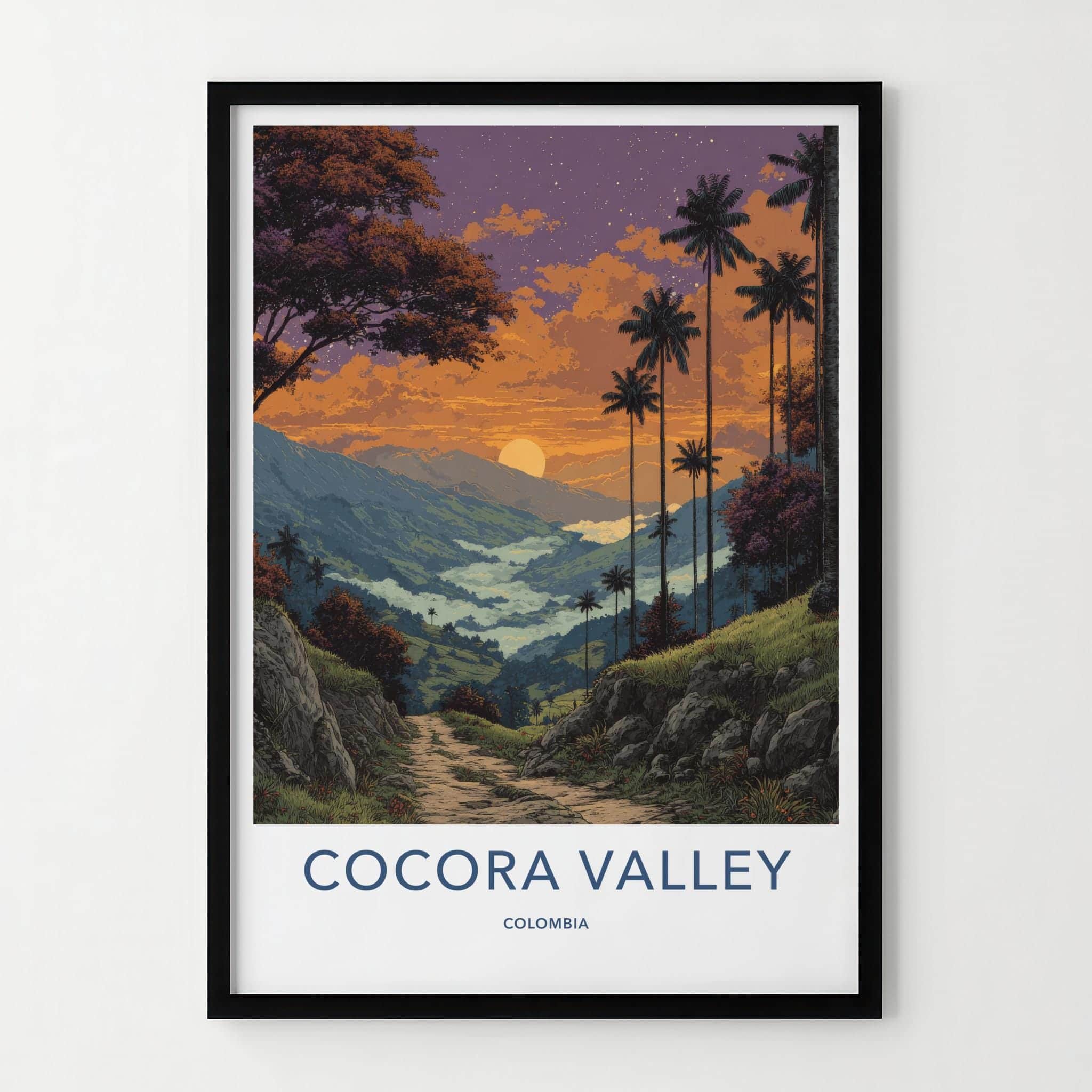 Cocora Valley Poster - Colombia Travel Art - Golden Sky Palms Wall Decor