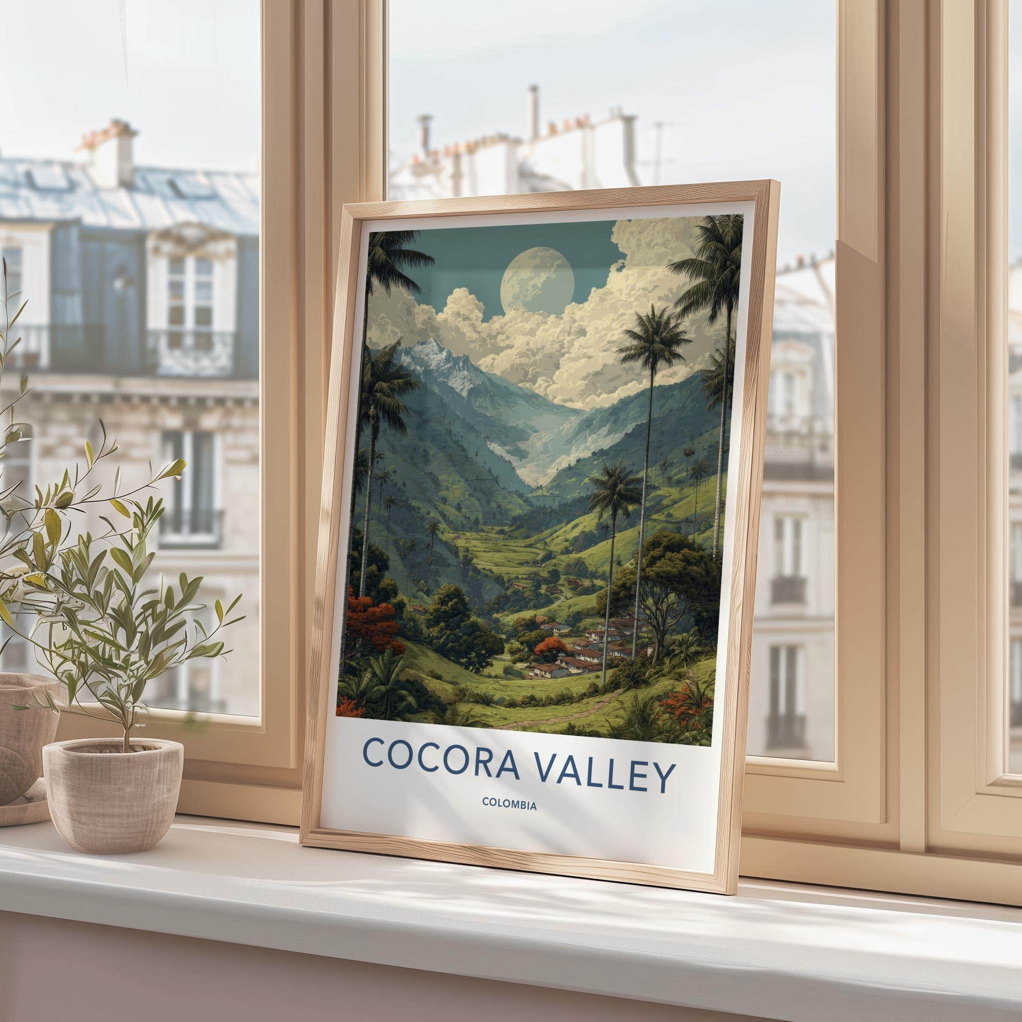 Cocora Valley Poster - Colombia Travel Art - Tall Palms Moon Wall Decor