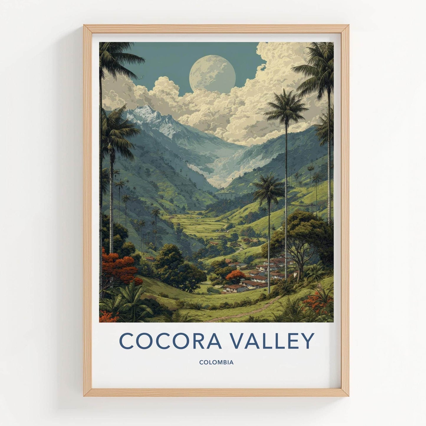 Cocora Valley Poster - Colombia Travel Art - Tall Palms Moon Wall Decor