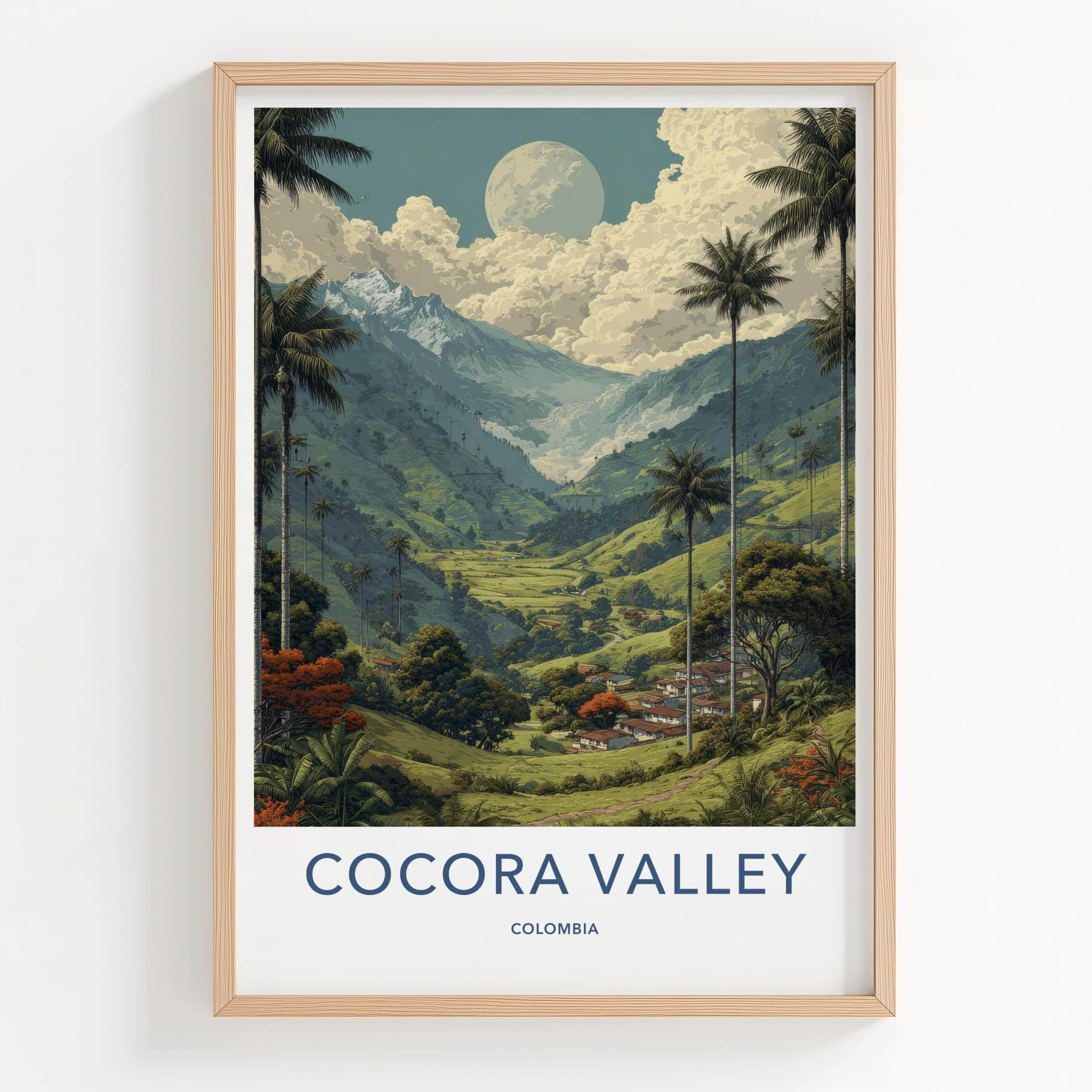 Cocora Valley Poster - Colombia Travel Art - Tall Palms Moon Wall Decor