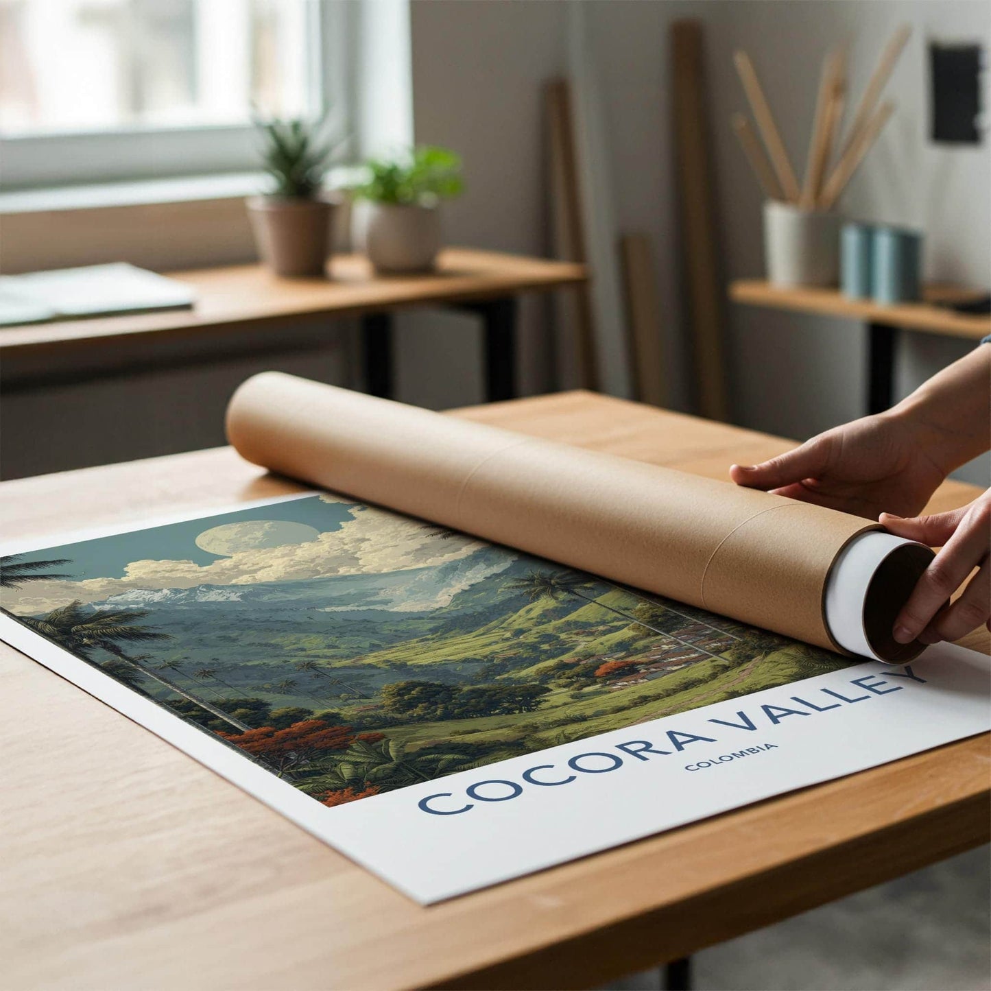 Cocora Valley Poster - Colombia Travel Art - Tall Palms Moon Wall Decor