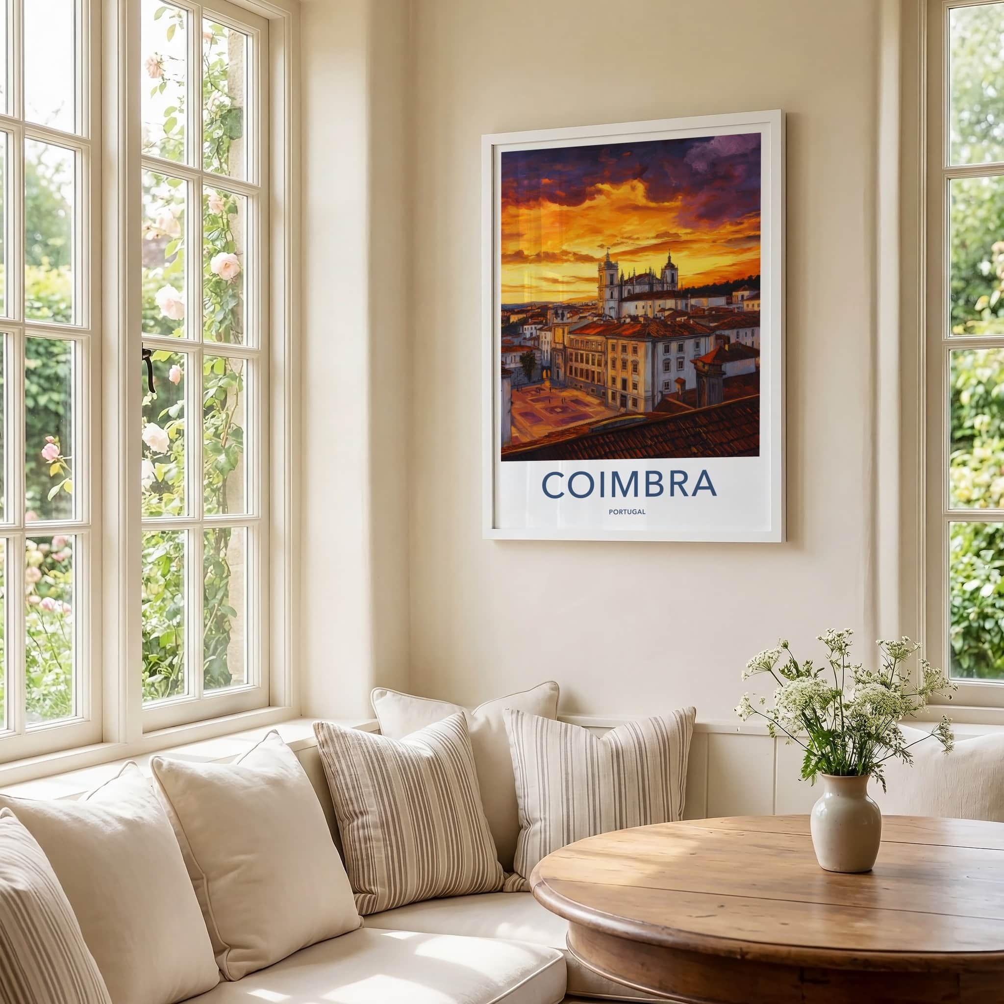 Coimbra Poster - Portugal Travel Art - Colorful Sunset City Home Decor