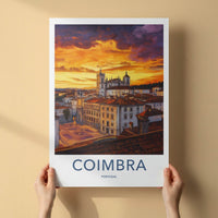 Coimbra Poster - Portugal Travel Art - Colorful Sunset City Home Decor