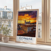 Coimbra Poster - Portugal Travel Art - Colorful Sunset City Home Decor