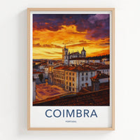 Coimbra Poster - Portugal Travel Art - Colorful Sunset City Home Decor