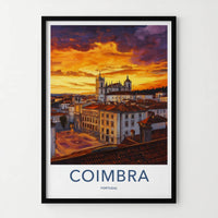Coimbra Poster - Portugal Travel Art - Colorful Sunset City Home Decor