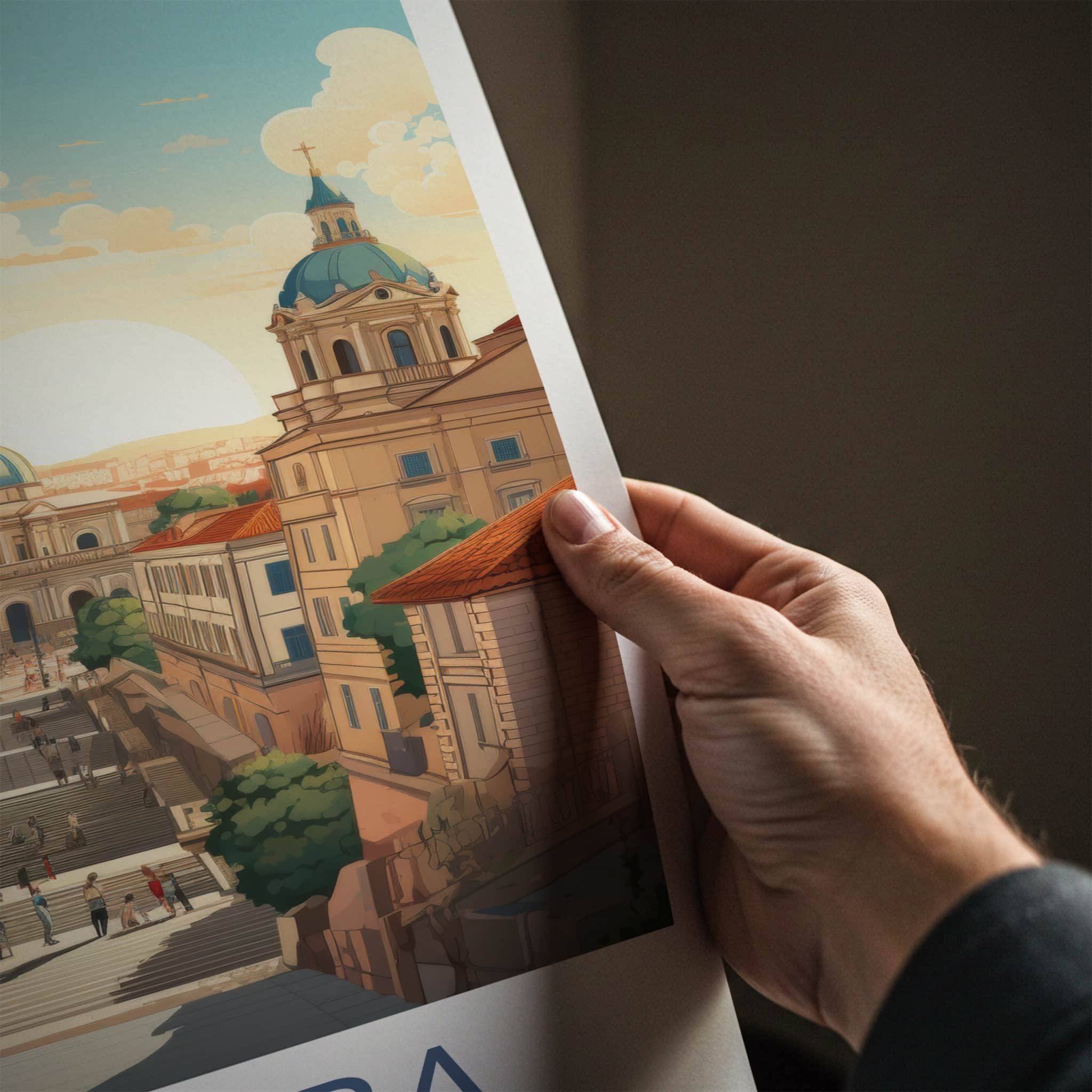 Coimbra Poster - Portugal Travel Art - Grand Stairway Cityscape Wall Decor