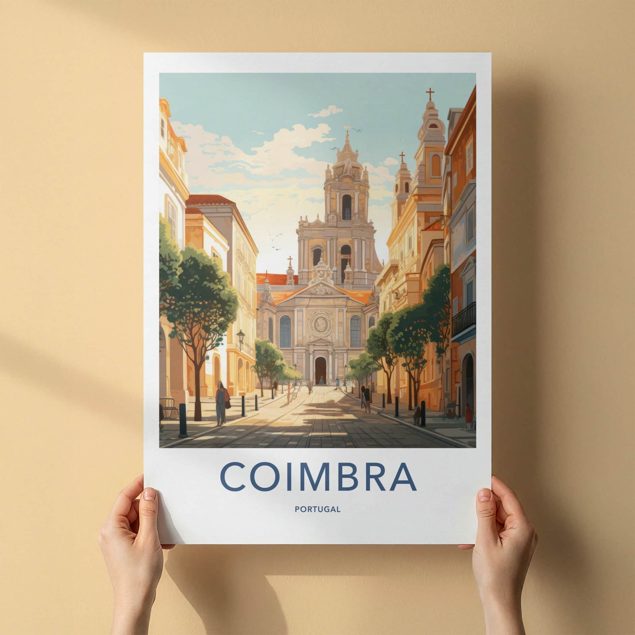 Coimbra Poster - Portugal Travel Art - Historic Cathedral Street Home Decor