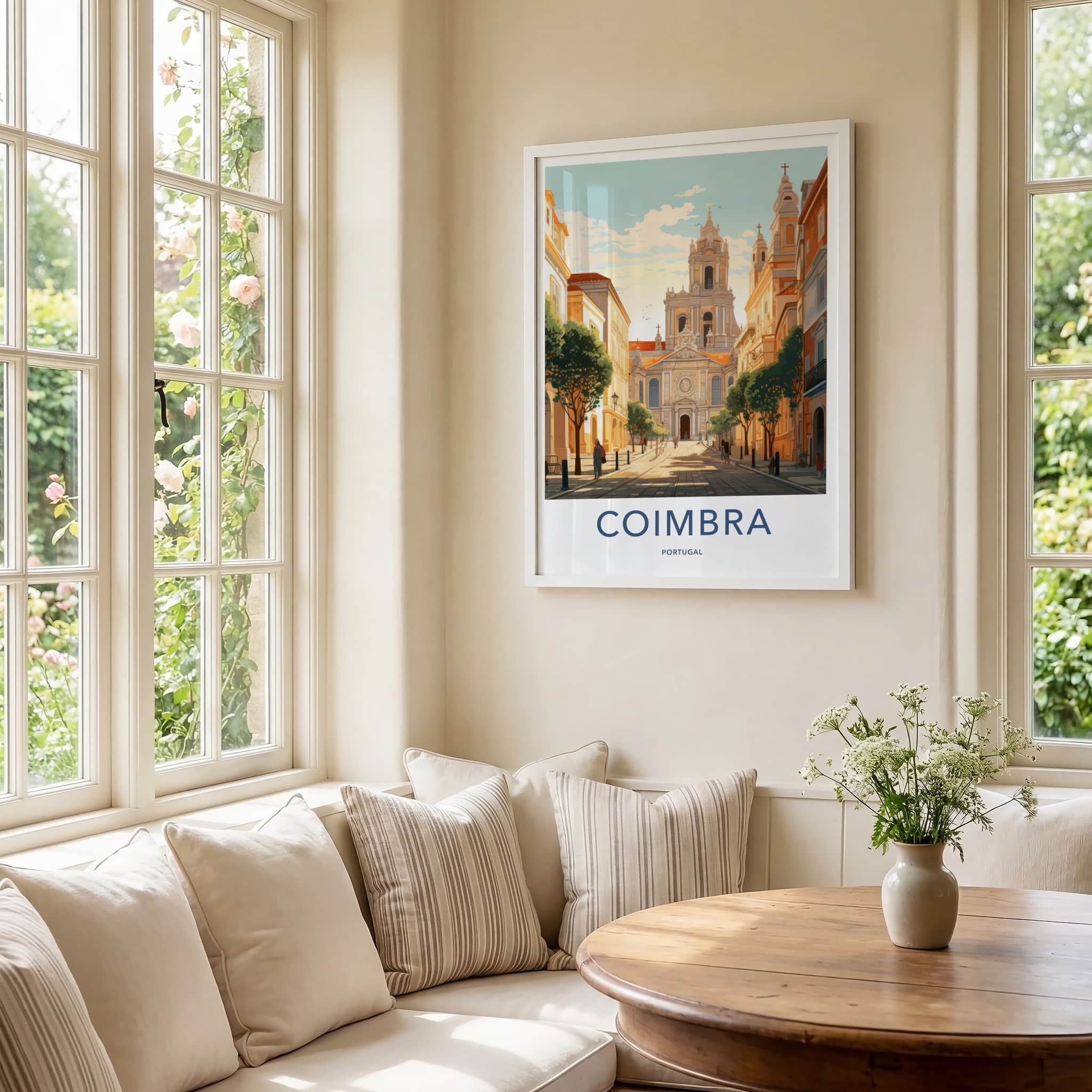 Coimbra Poster - Portugal Travel Art - Historic Cathedral Street Home Decor