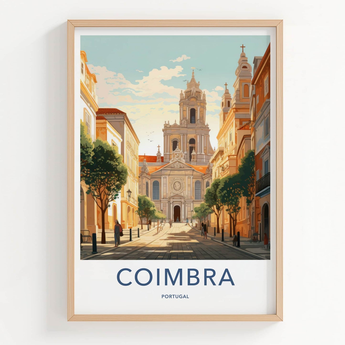 Coimbra Poster - Portugal Travel Art - Historic Cathedral Street Home Decor