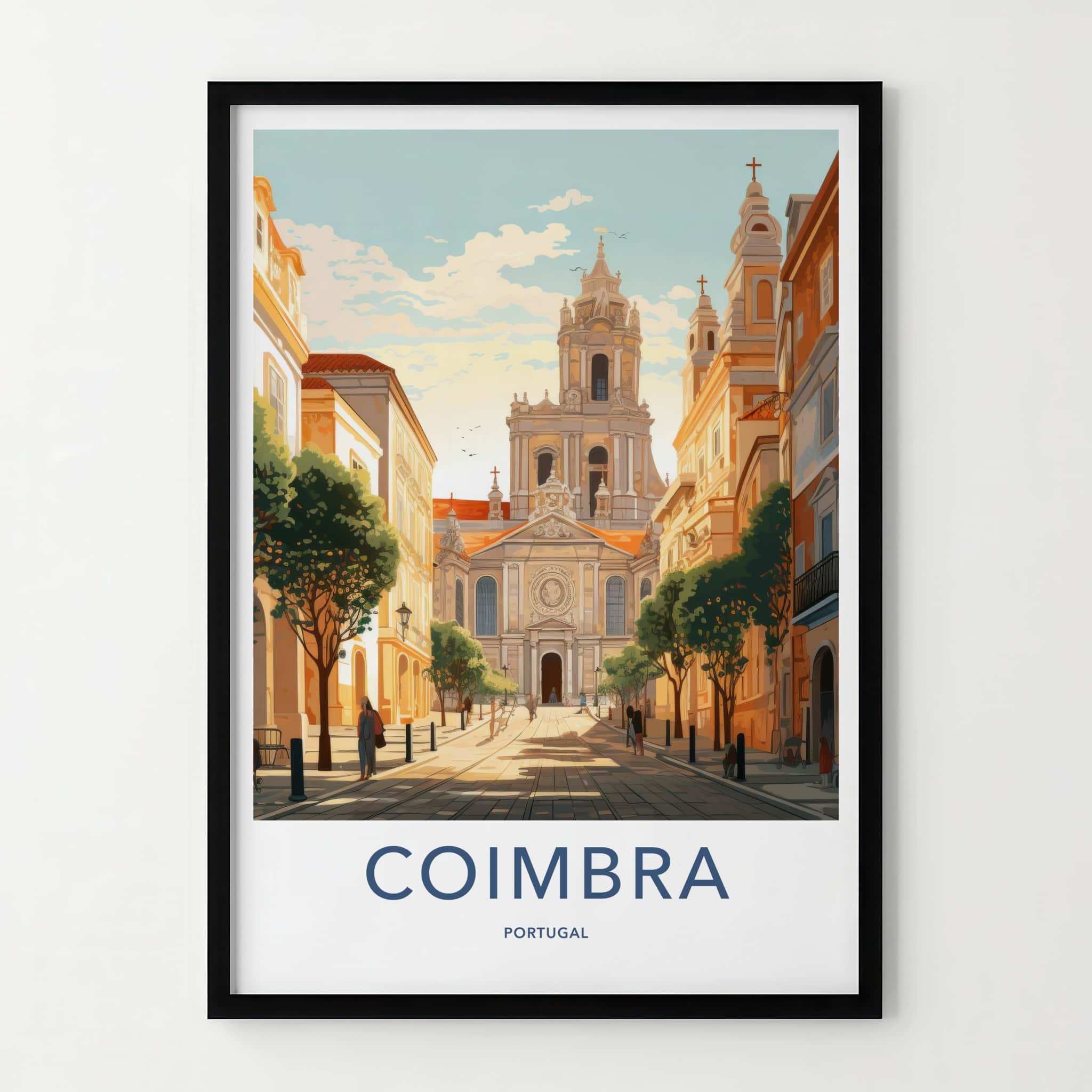 Coimbra Poster - Portugal Travel Art - Historic Cathedral Street Home Decor
