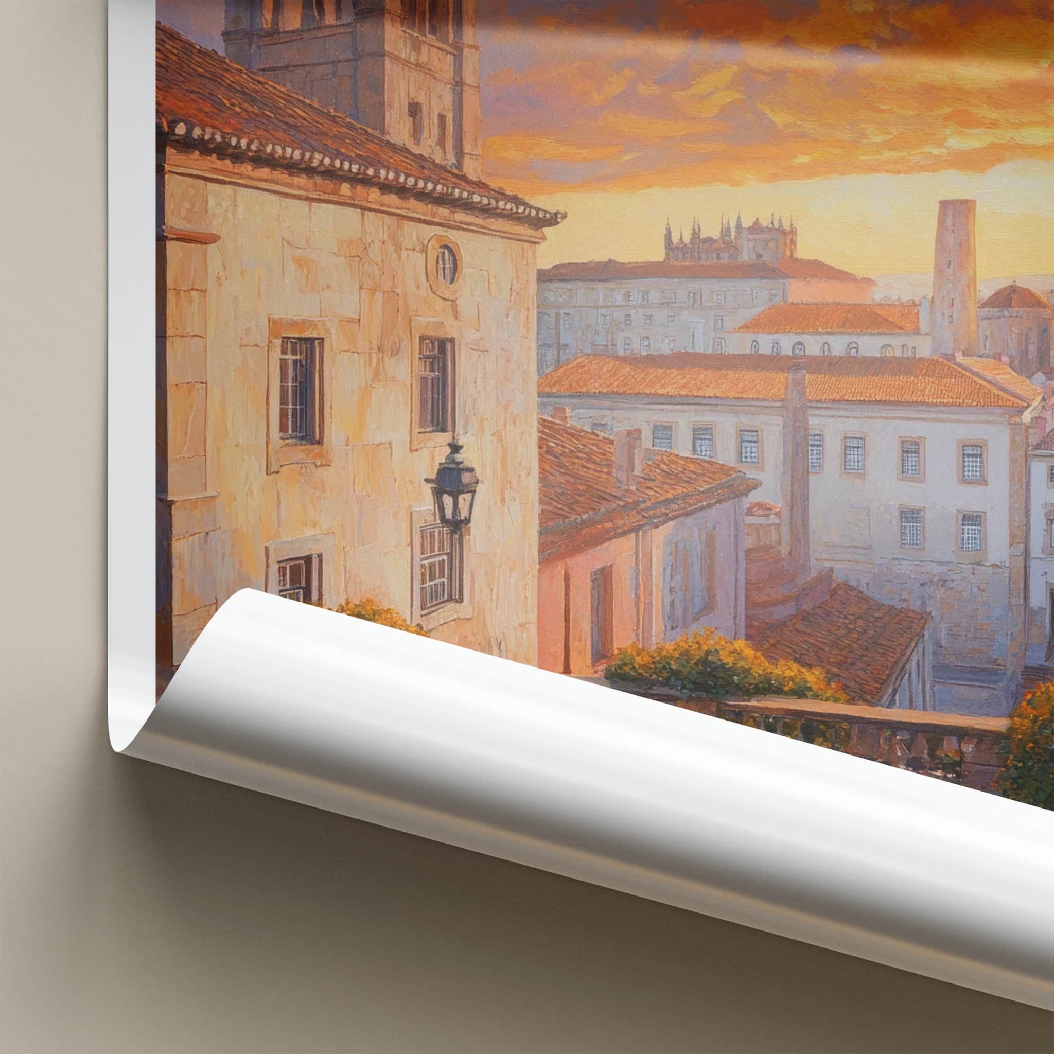 Coimbra Poster - Portugal Travel Art - Orange Sunset Cityscape Home Decor