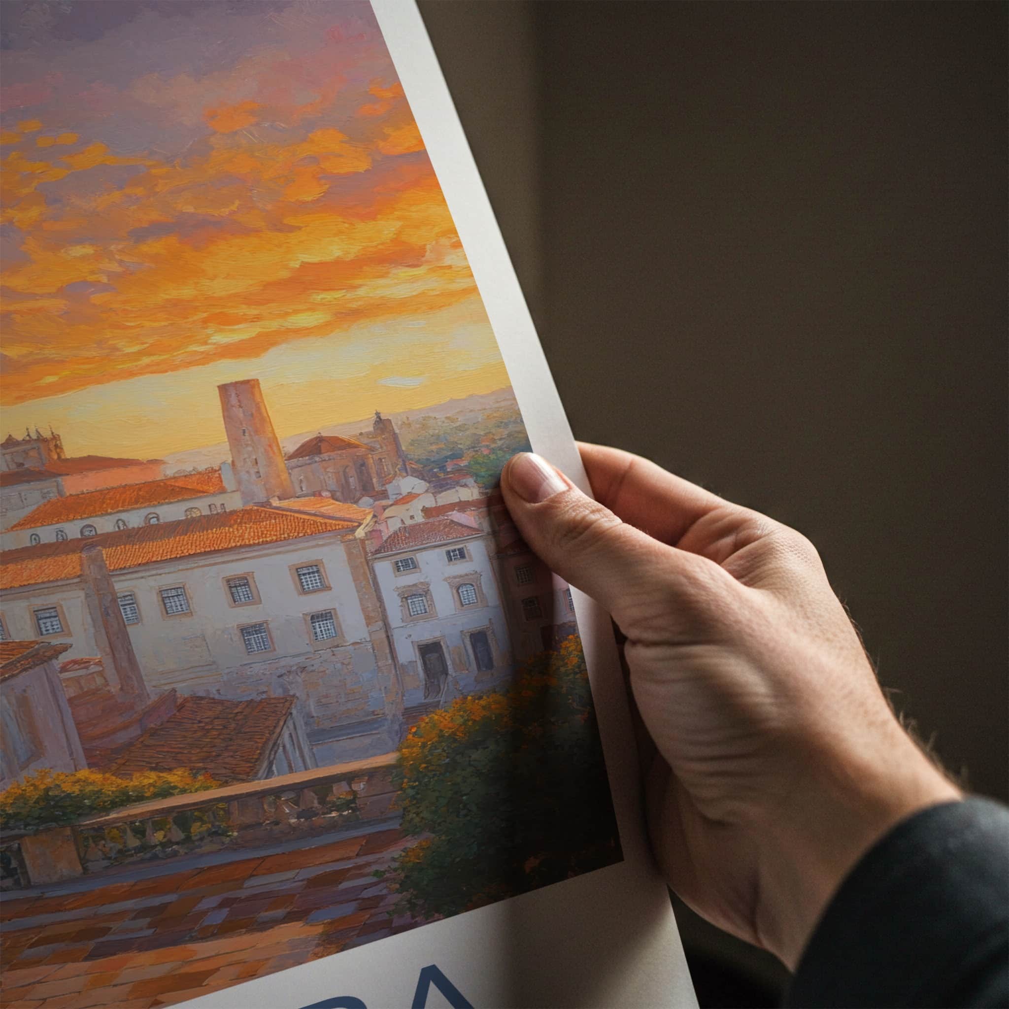 Coimbra Poster - Portugal Travel Art - Orange Sunset Cityscape Home Decor