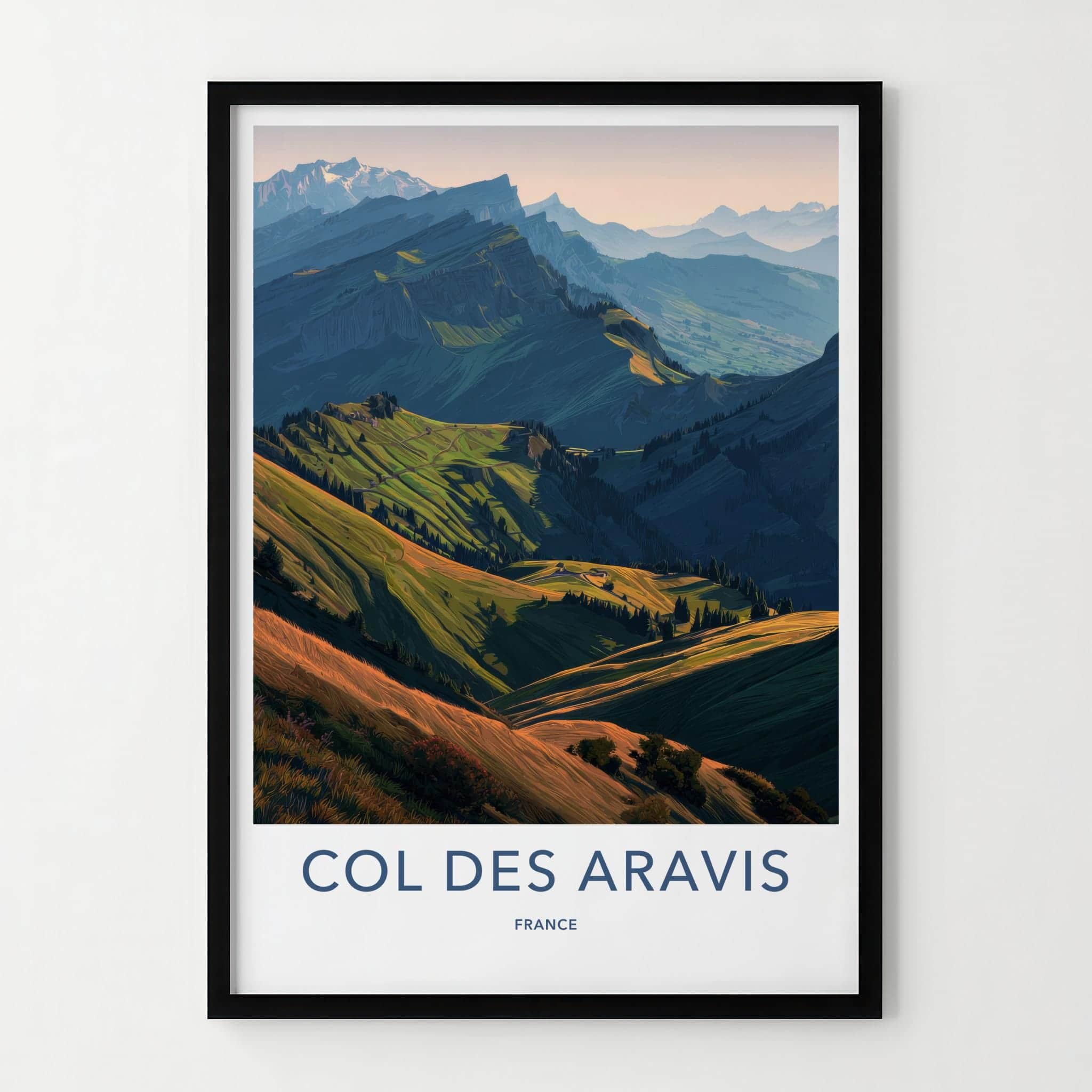 Col des Aravis Poster - France Scenic Art - Alpine Valley Vista Wall Decor