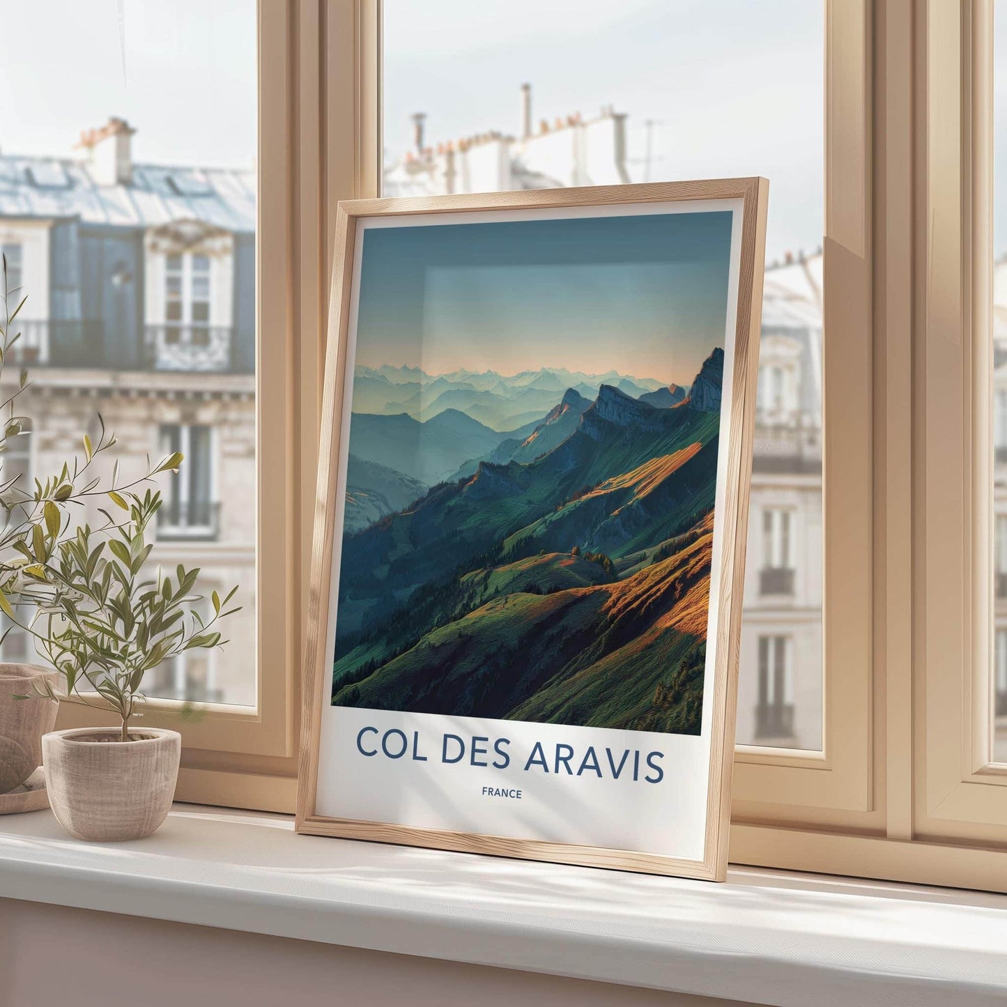 Col des Aravis Poster - France Travel Art - Sunlit Alpine Peaks Home Decor