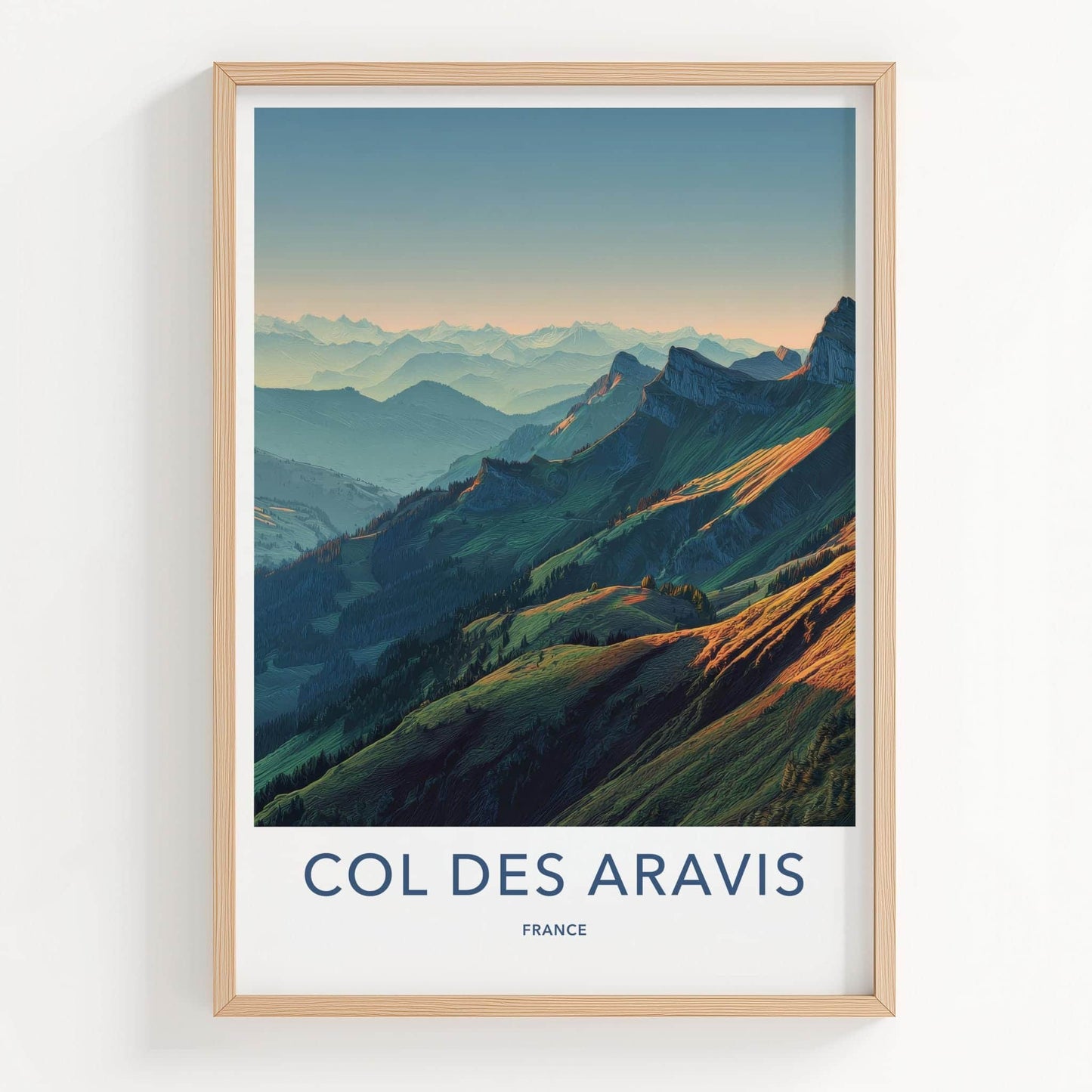Col des Aravis Poster - France Travel Art - Sunlit Alpine Peaks Home Decor