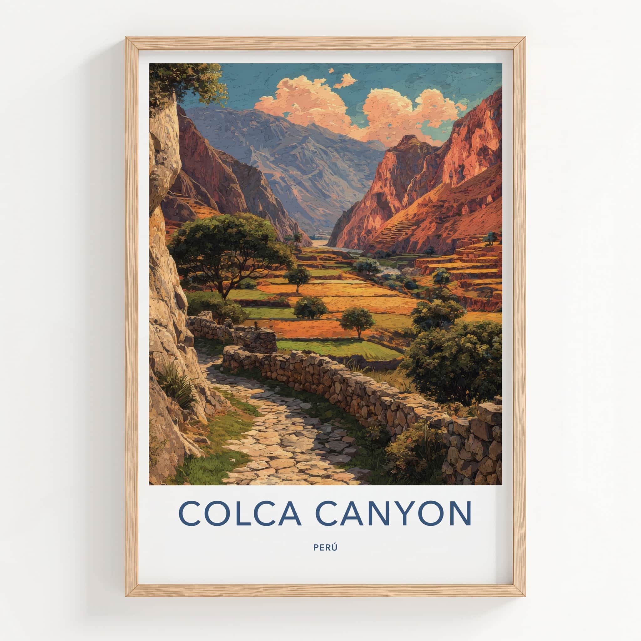 Colca Canyon Poster Peru Terraced Fields Wall Art Home Decor