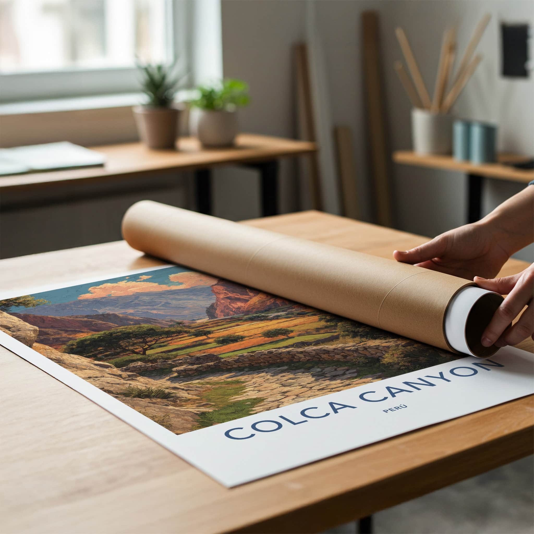 Colca Canyon Poster Peru Terraced Fields Wall Art Home Decor