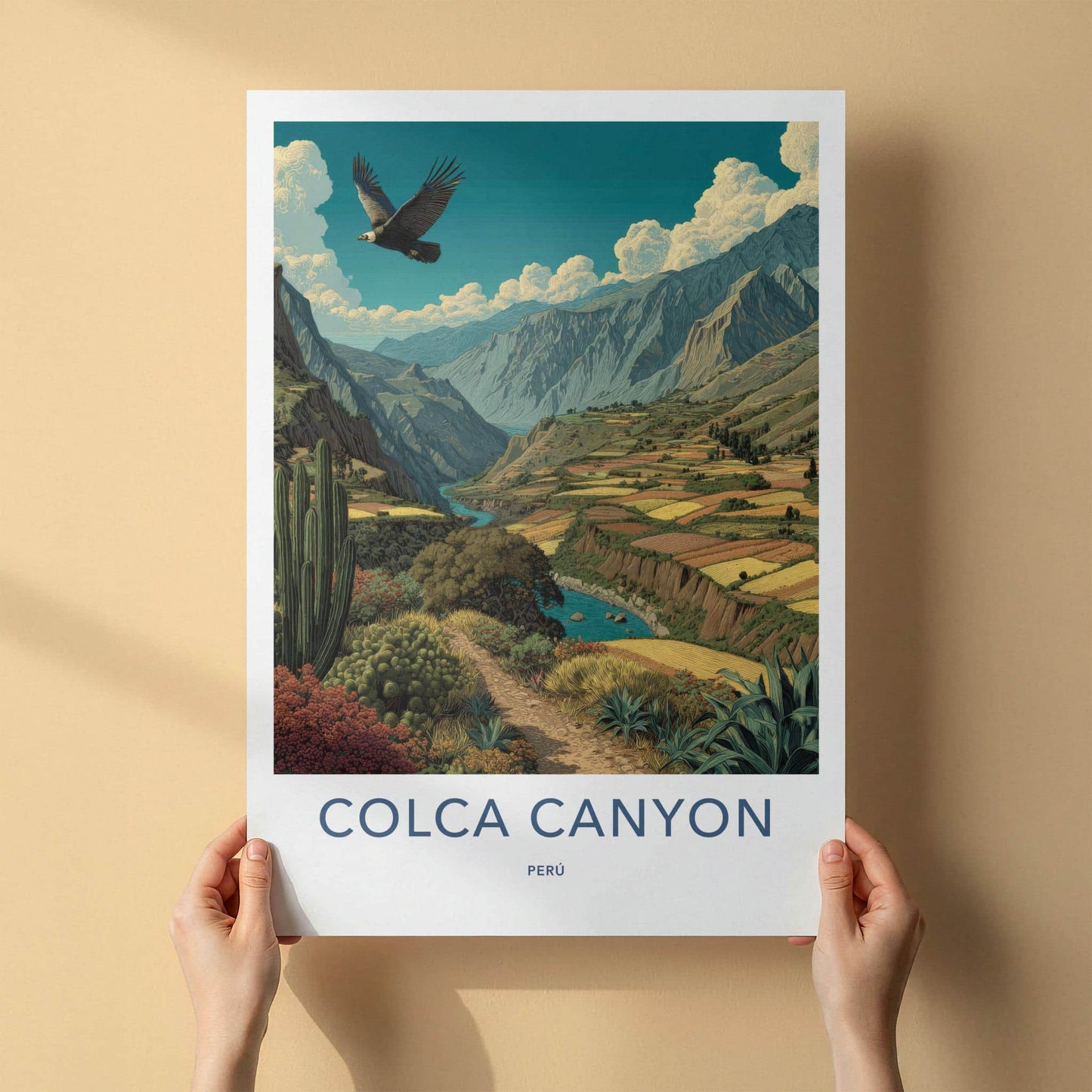 Colca Canyon Poster - Peru Travel Art - Flying Condor Valley Home Decor