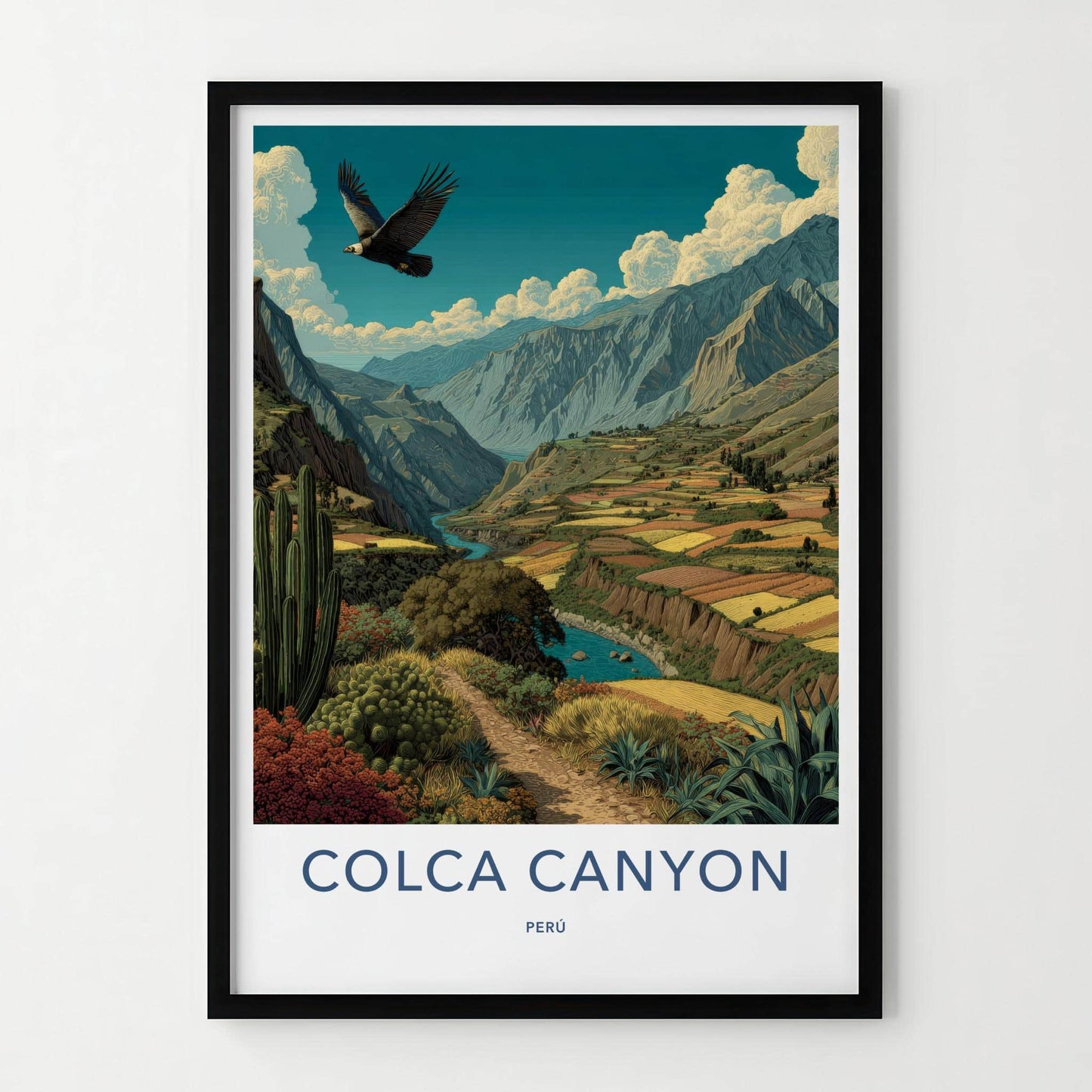 Colca Canyon Poster - Peru Travel Art - Flying Condor Valley Home Decor