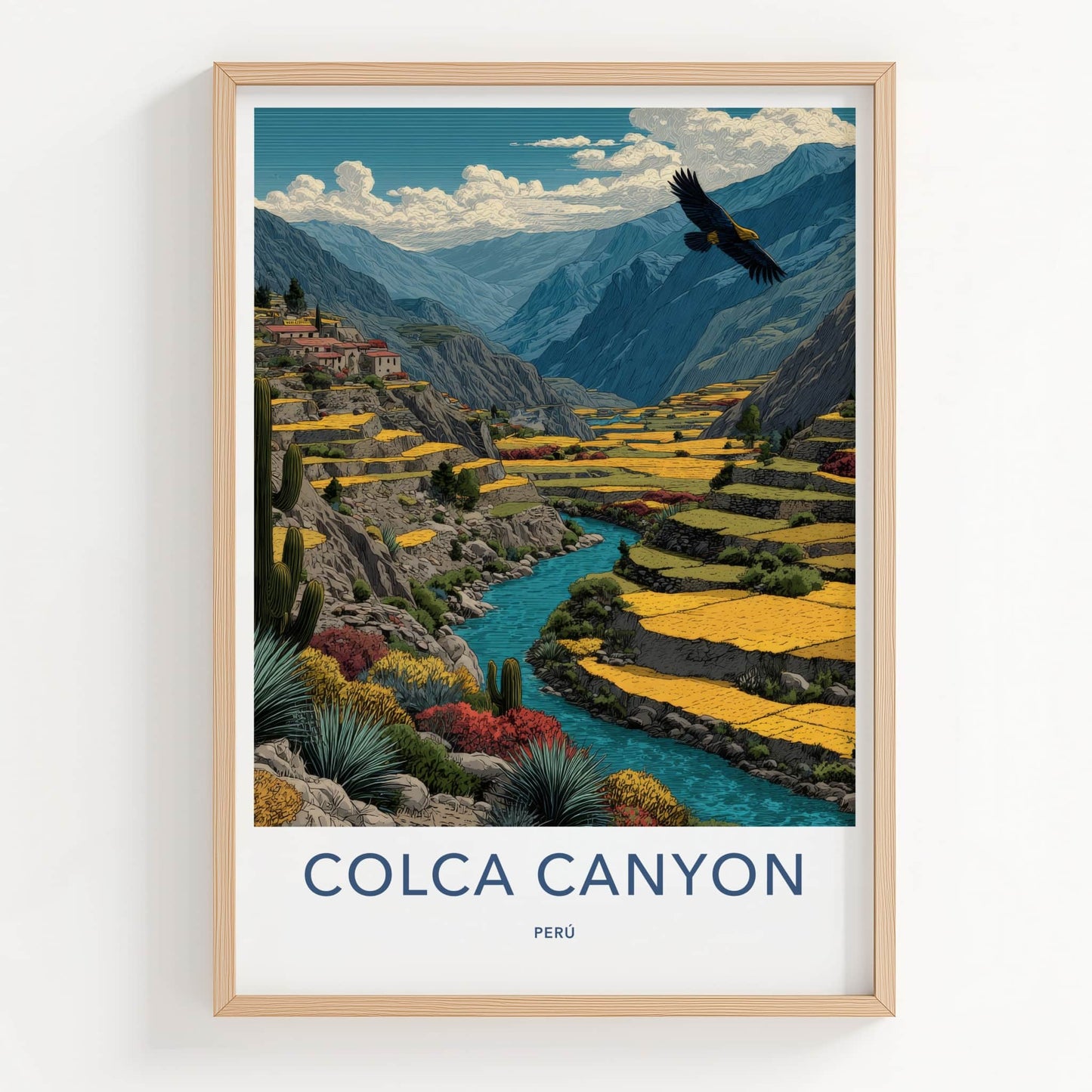 Colca Canyon Poster - Peru Travel Print - Soaring Condor Home Decor