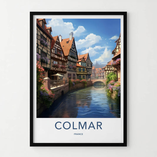 Colmar Poster - France Travel Art - Flowered Canal Homes Home Decor