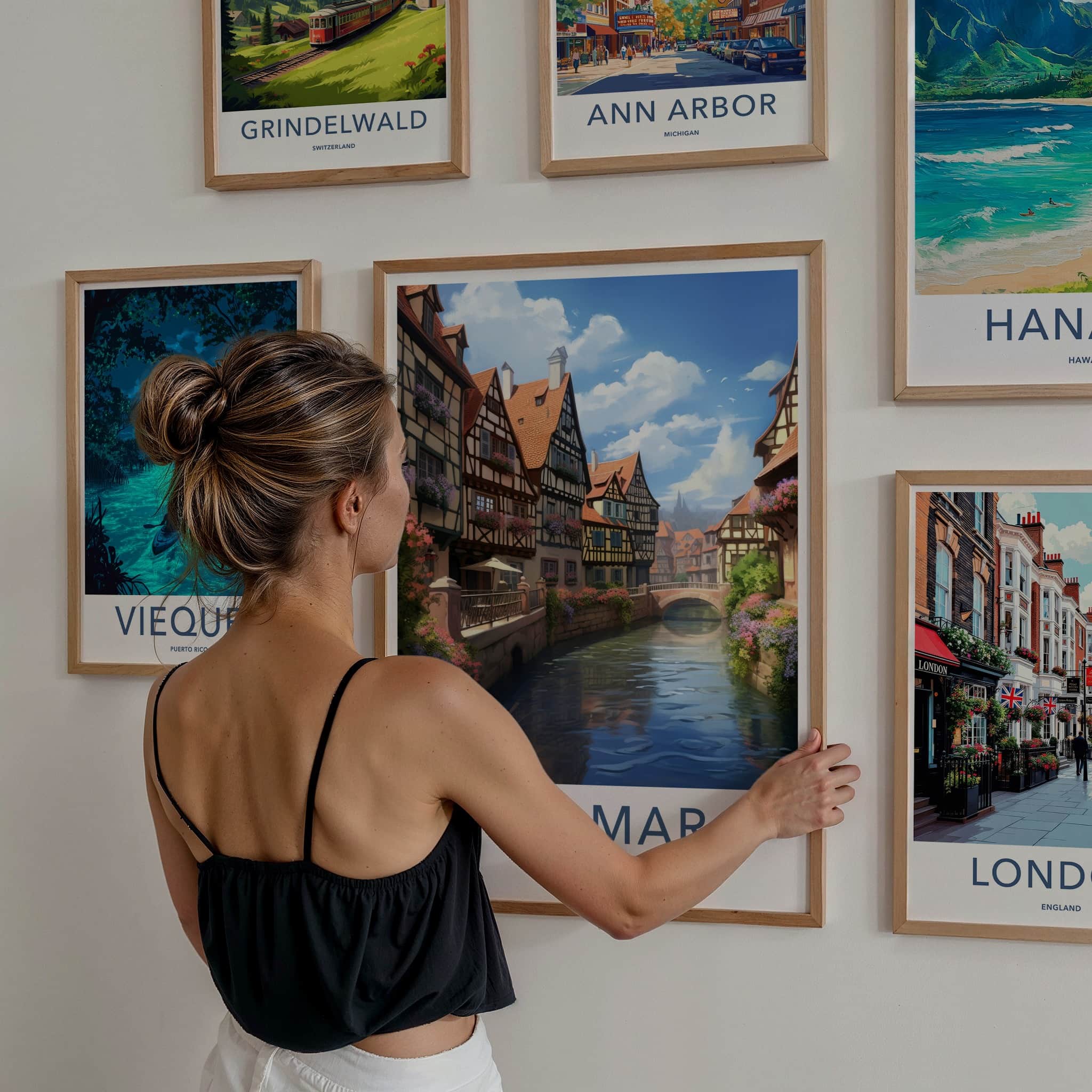 Colmar Poster - France Travel Art - Flowered Canal Homes Home Decor