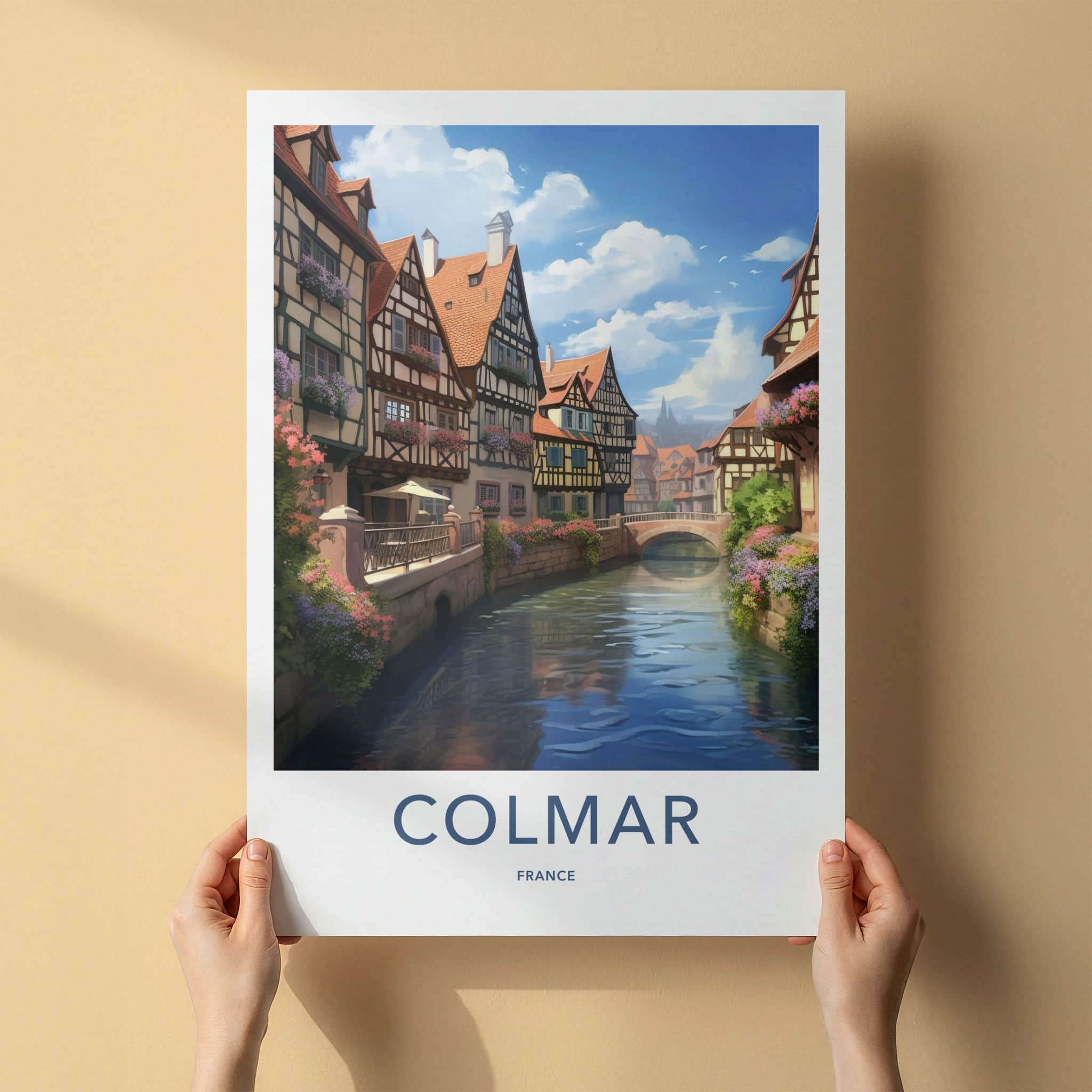 Colmar Poster - France Travel Art - Flowered Canal Homes Home Decor