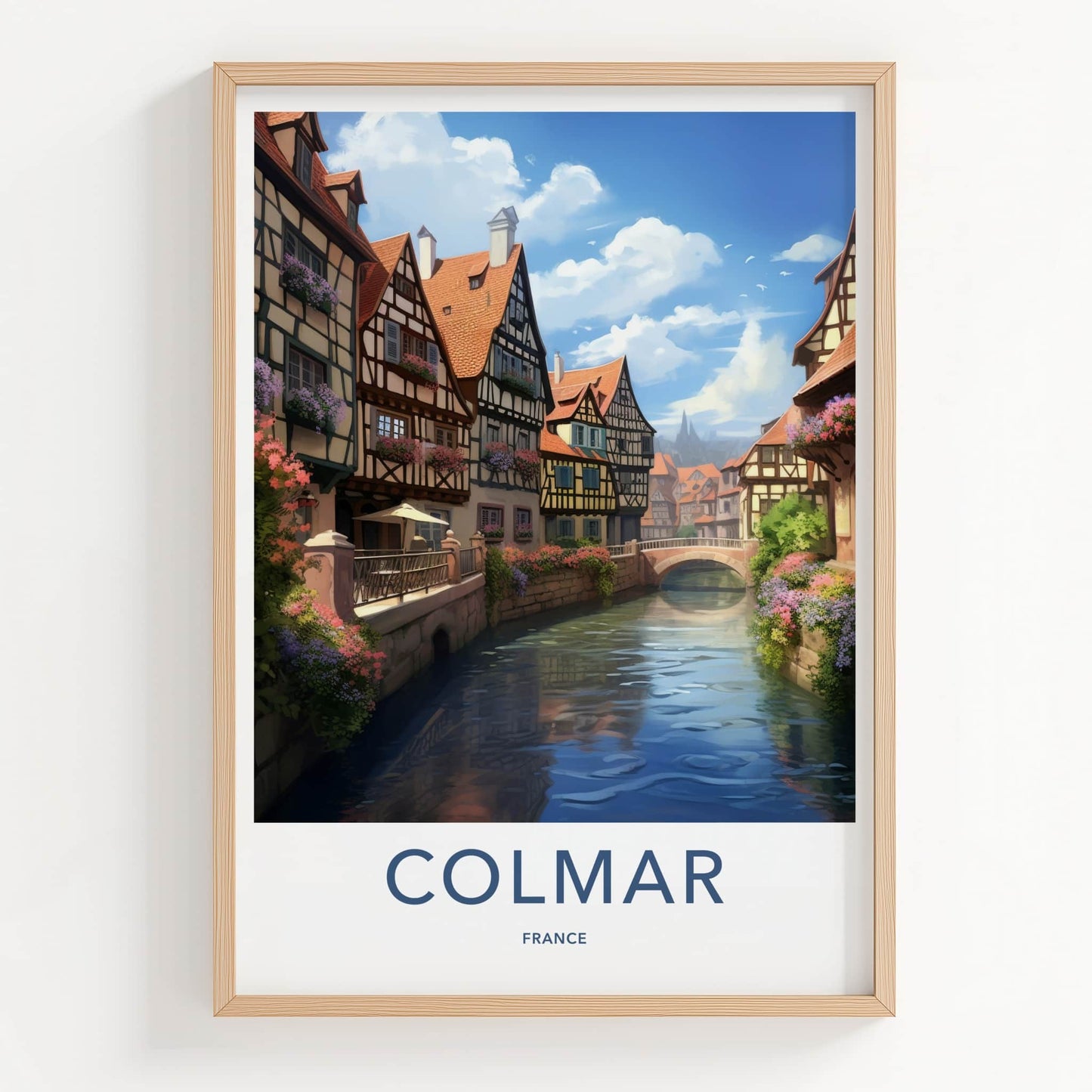 Colmar Poster - France Travel Art - Flowered Canal Homes Home Decor