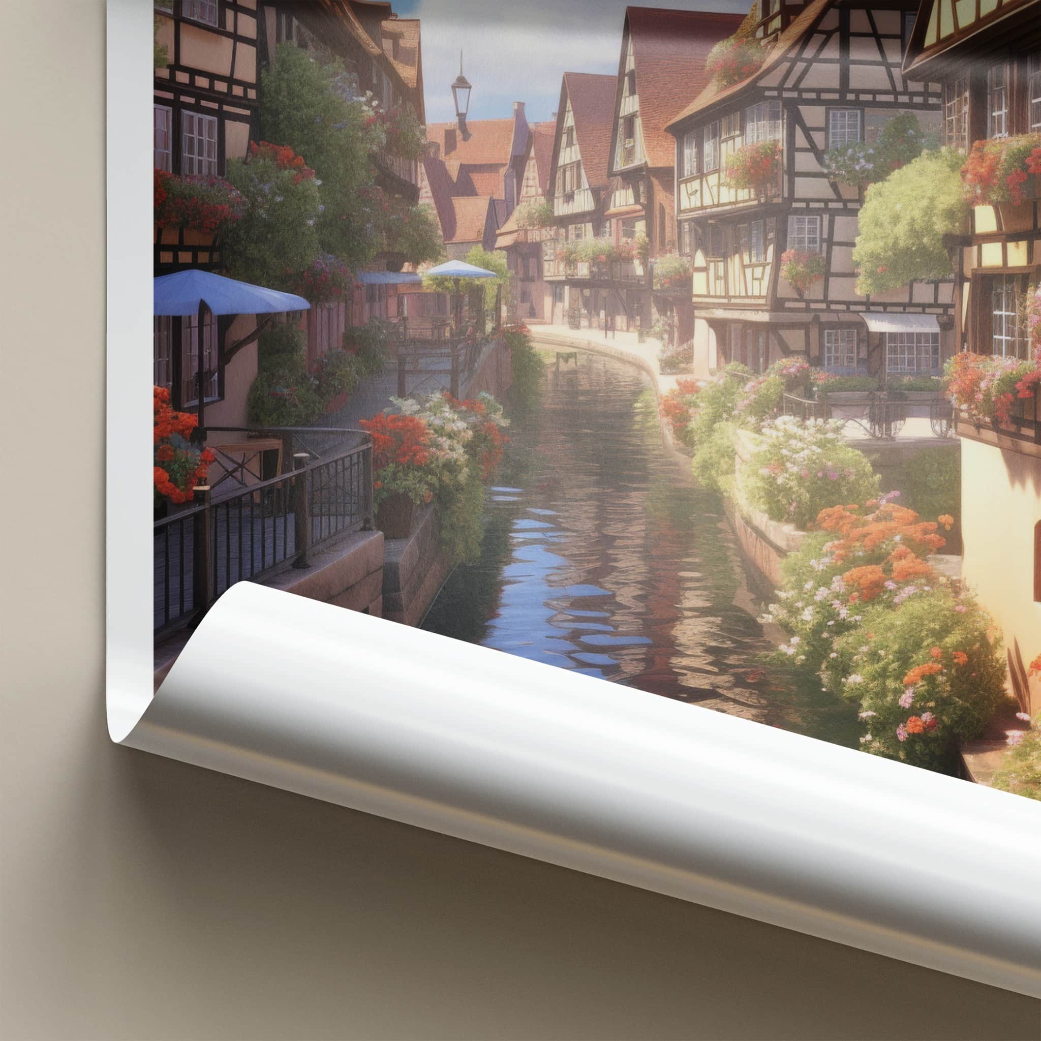 Colmar Poster - France Travel Art - Flowered Canal Houses Home Decor