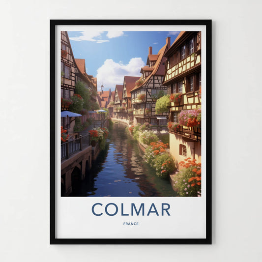 Colmar Poster - France Travel Art - Flowered Canal Houses Home Decor