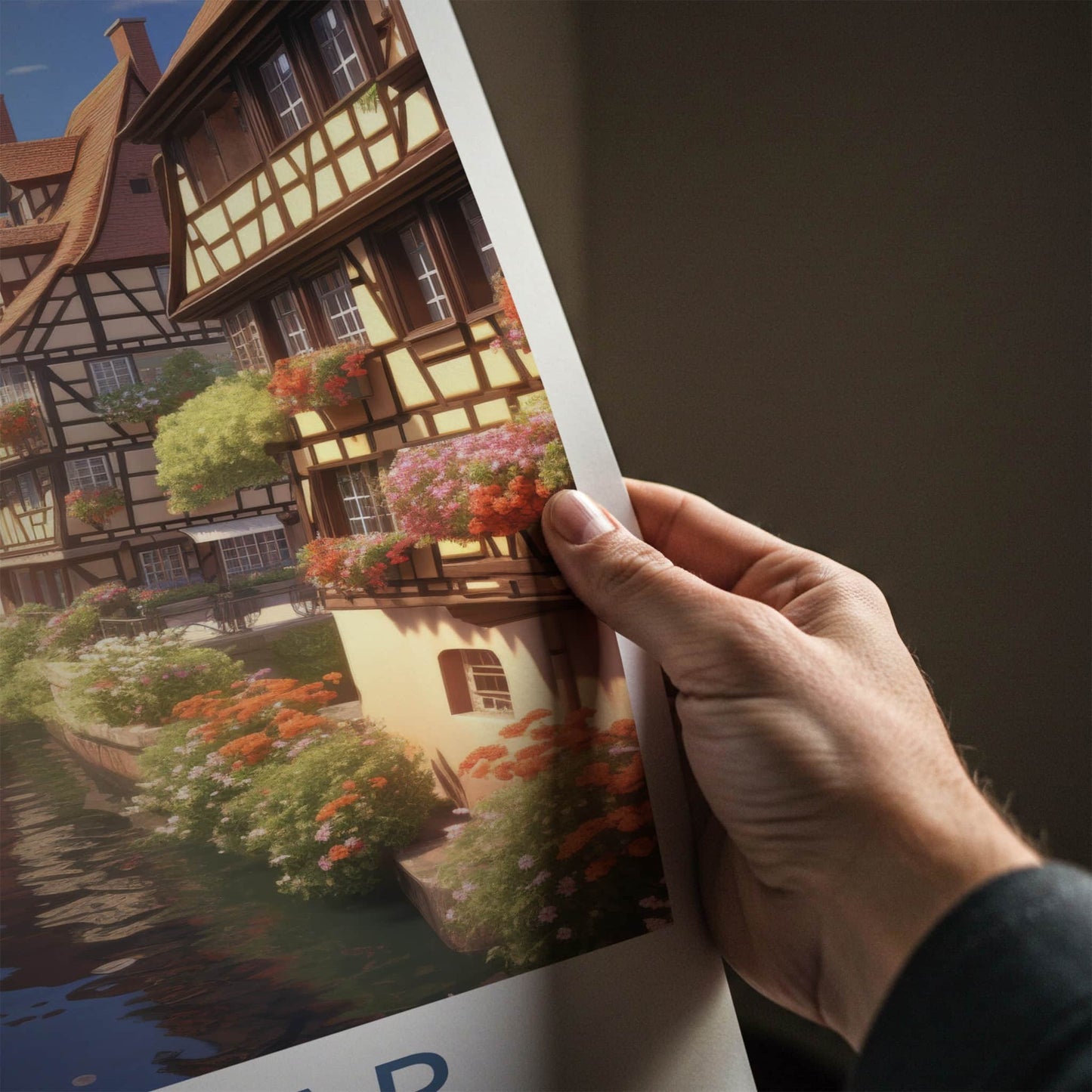Colmar Poster - France Travel Art - Flowered Canal Houses Home Decor