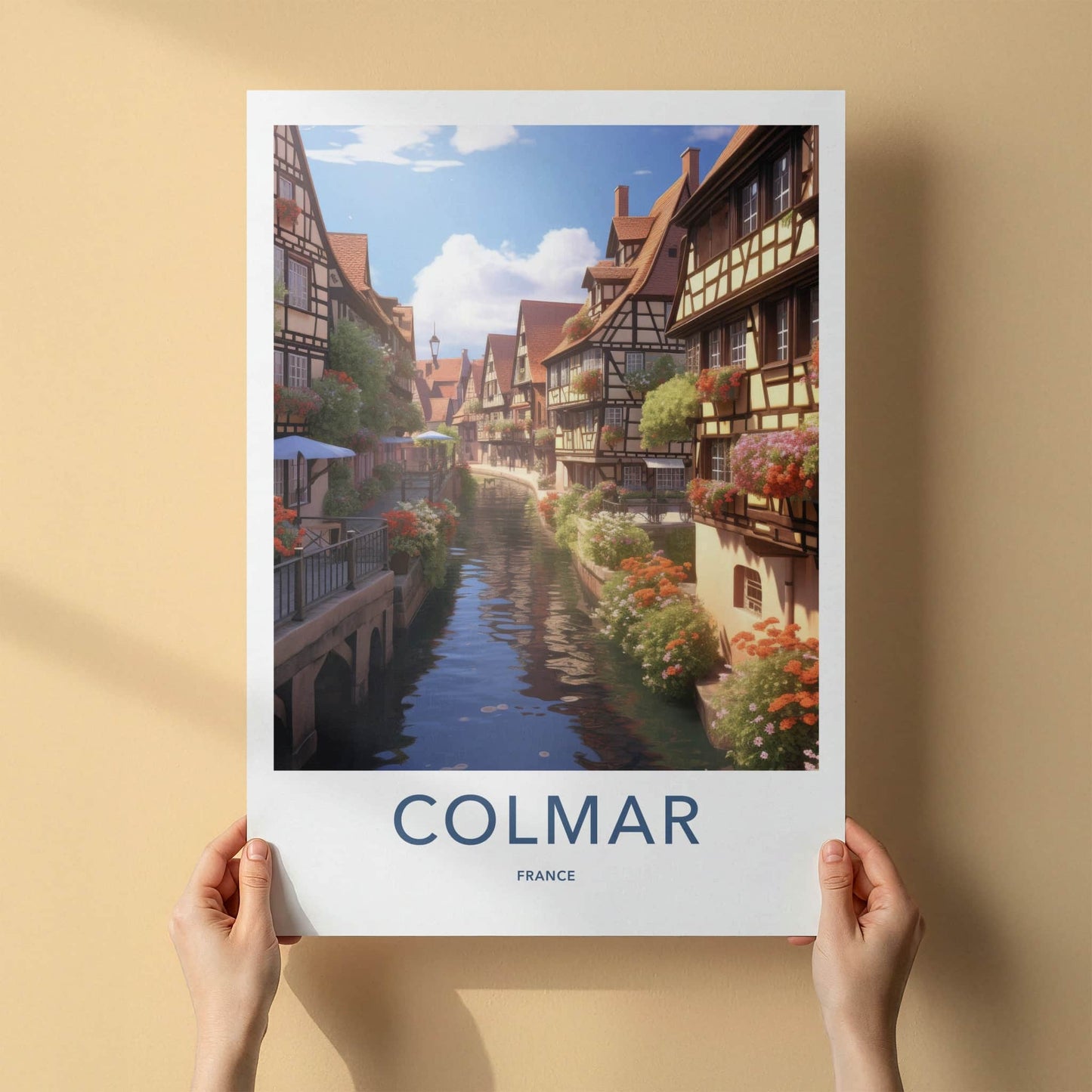 Colmar Poster - France Travel Art - Flowered Canal Houses Home Decor