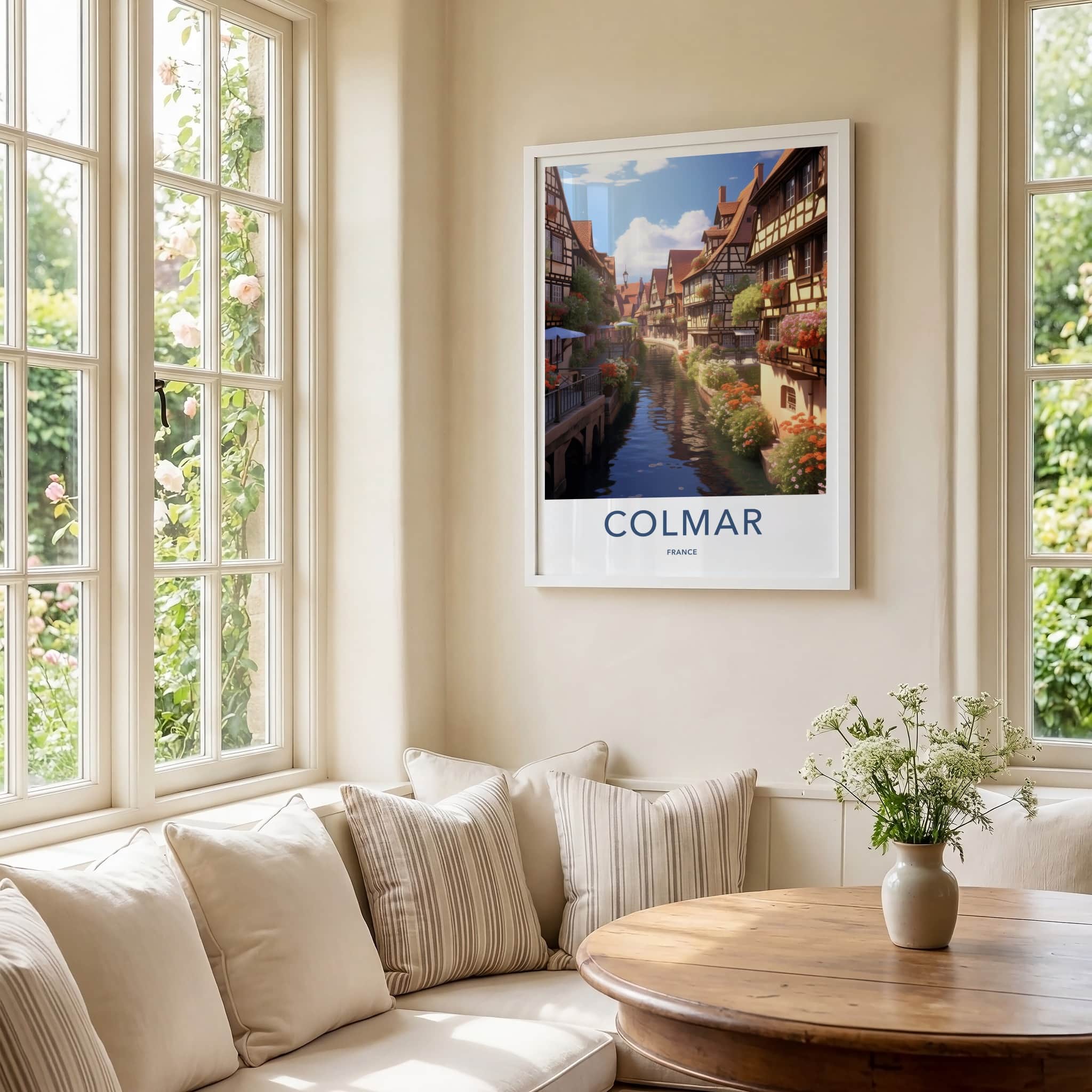 Colmar Poster - France Travel Art - Flowered Canal Houses Home Decor