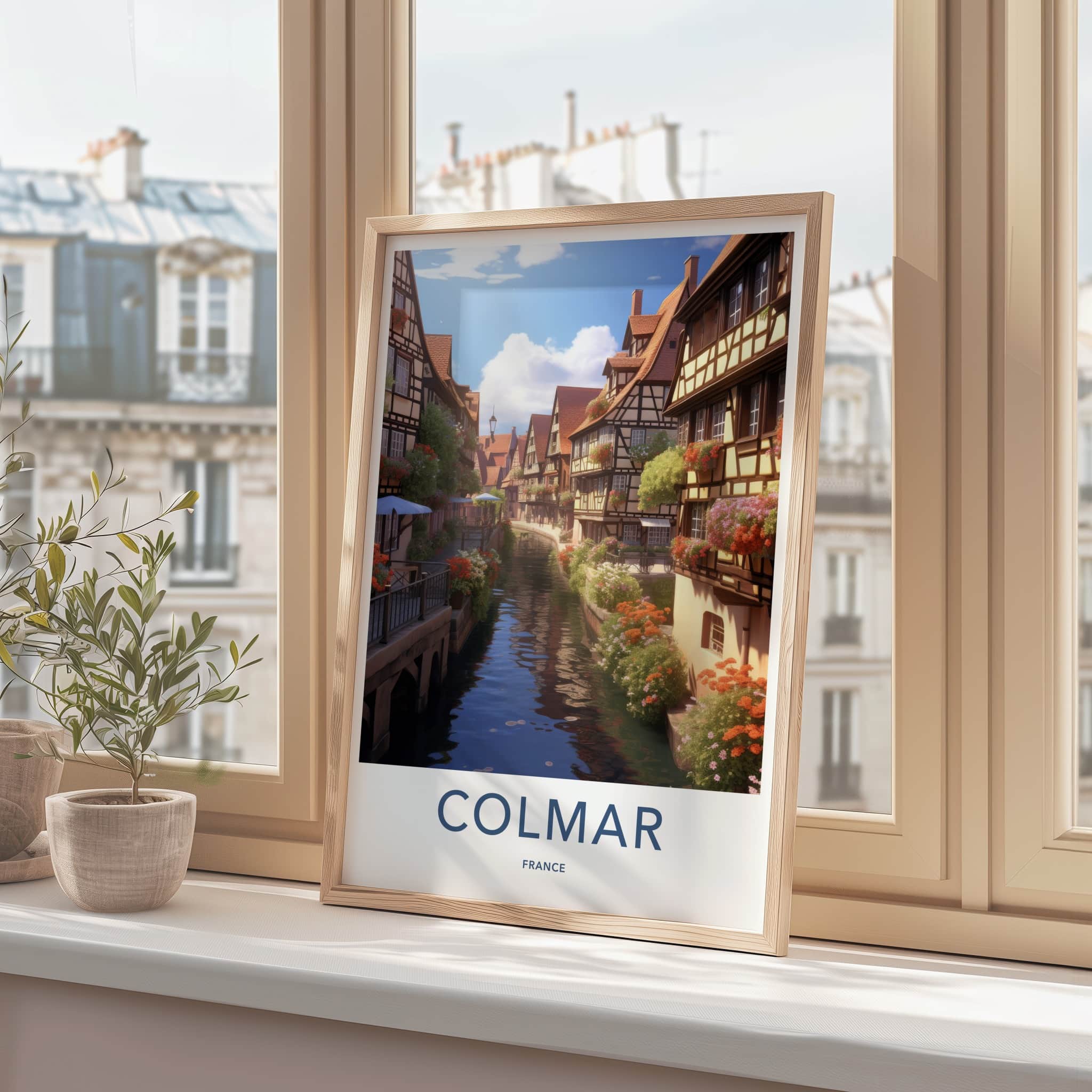 Colmar Poster - France Travel Art - Flowered Canal Houses Home Decor