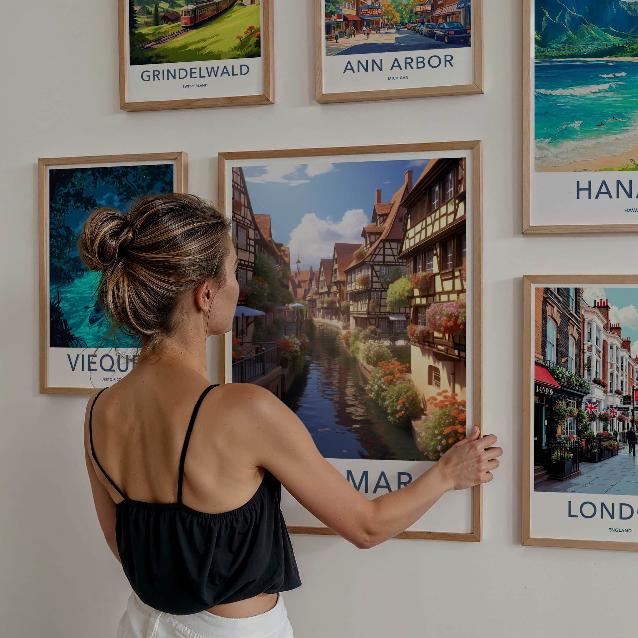 Colmar Poster - France Travel Art - Flowered Canal Houses Home Decor