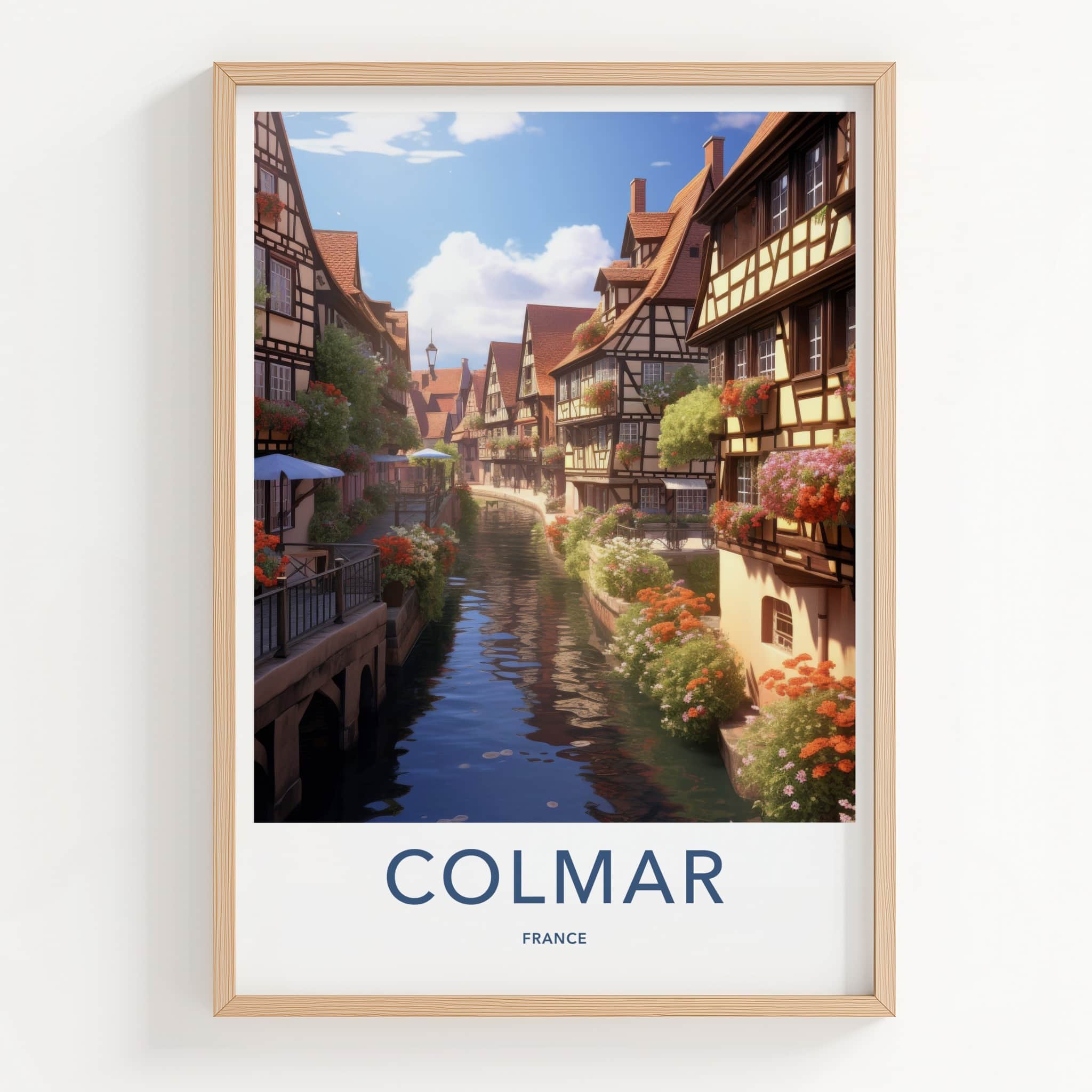 Colmar Poster - France Travel Art - Flowered Canal Houses Home Decor