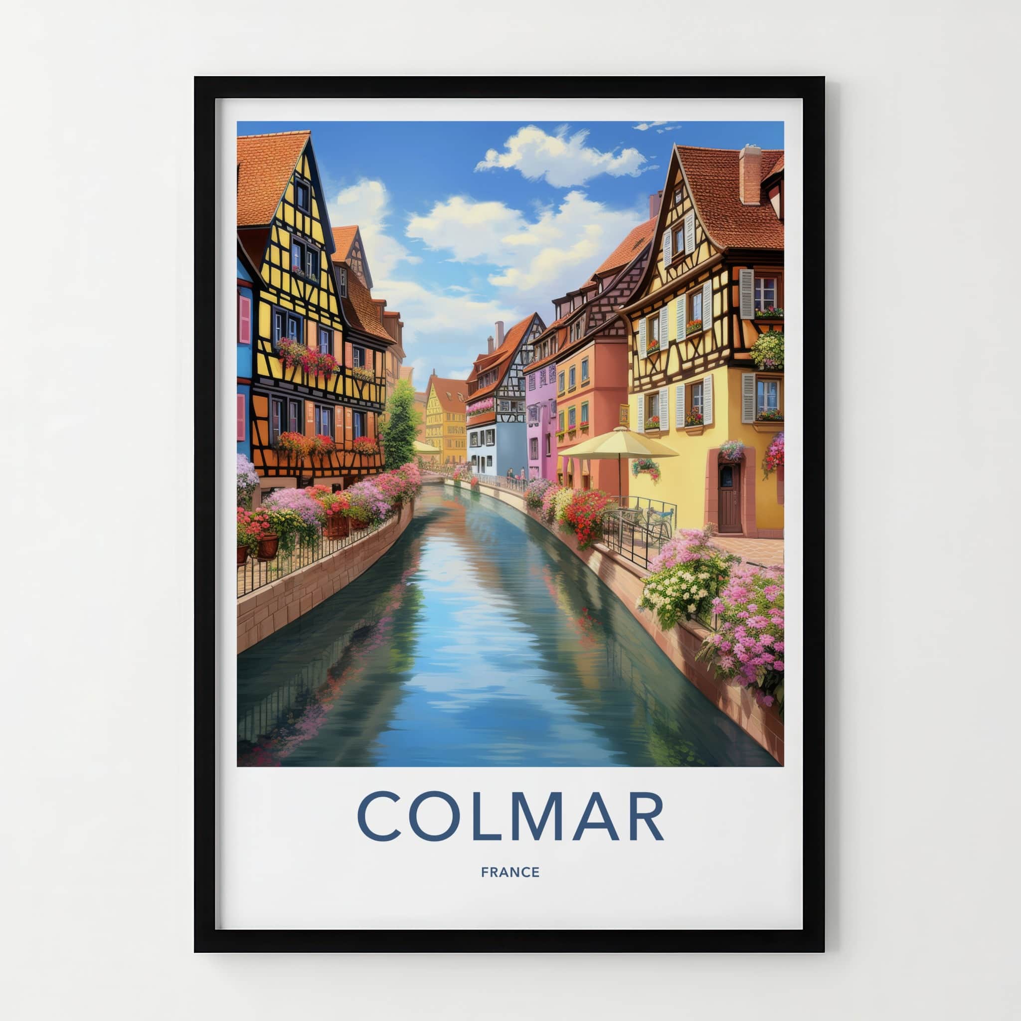 Colmar Poster - France Travel Print - Flower Lined Canal Lounge Decor