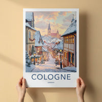 Cologne Poster - Germany Framed Art - Christmas Evening Glow Wall Decor