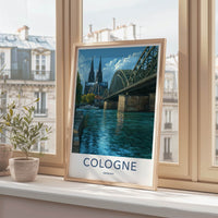 Cologne Poster - Germany Travel Art - Cathedral Arch River Wall Decor