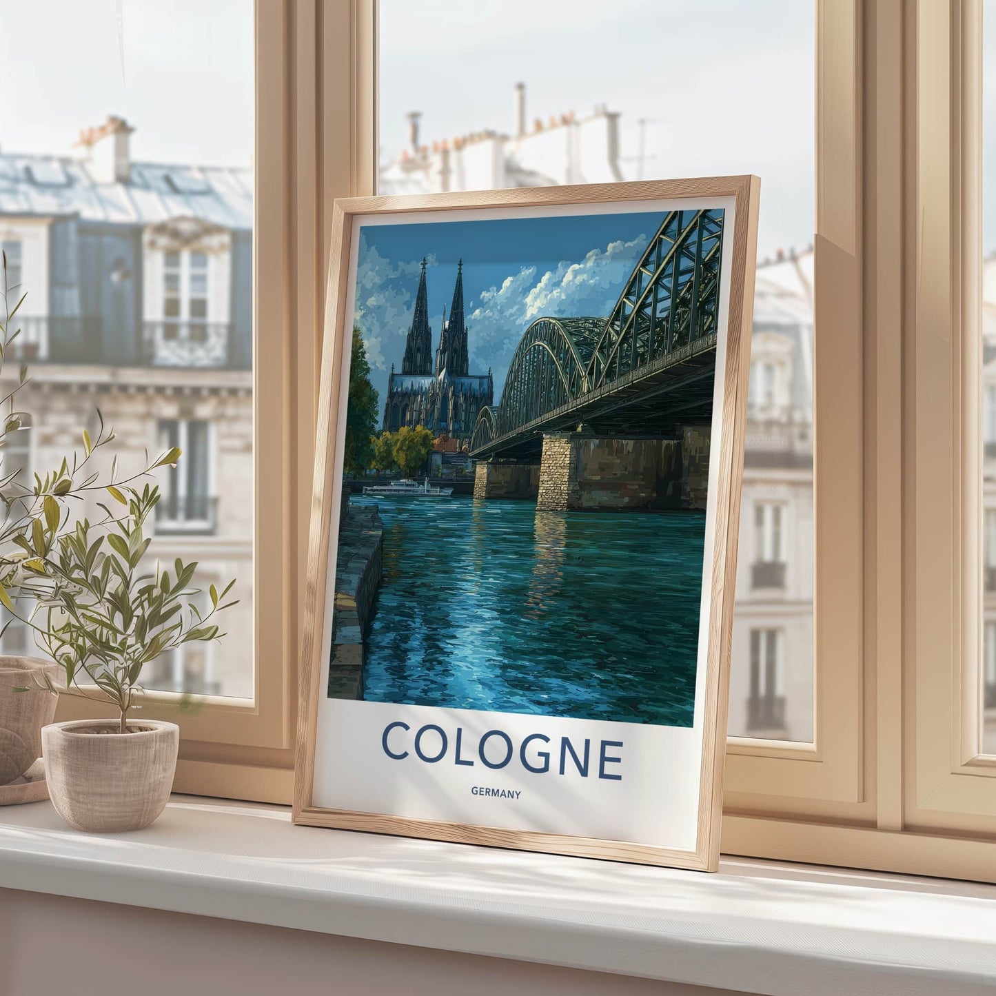 Cologne Poster - Germany Travel Art - Cathedral Arch River Wall Decor