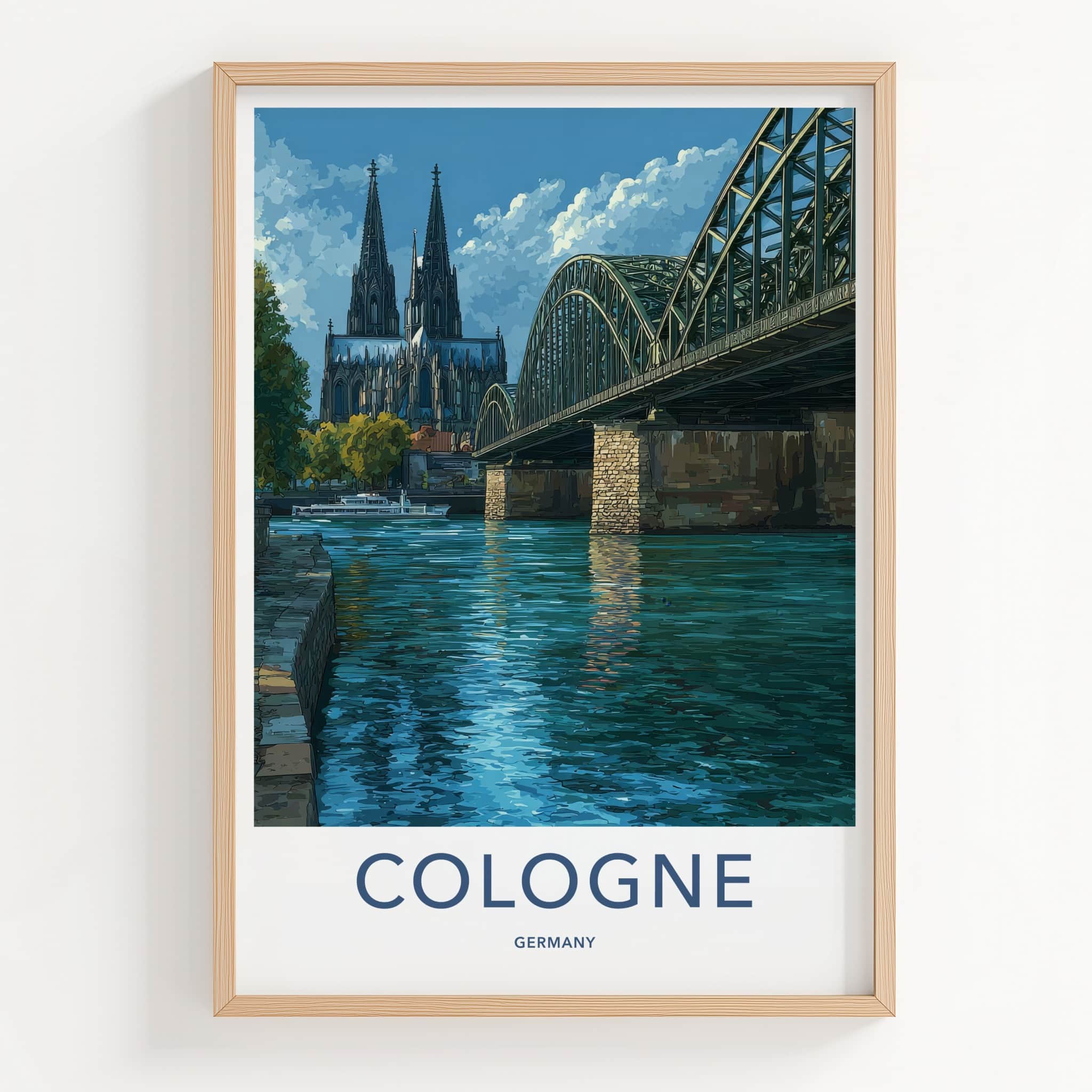 Cologne Poster - Germany Travel Art - Cathedral Arch River Wall Decor