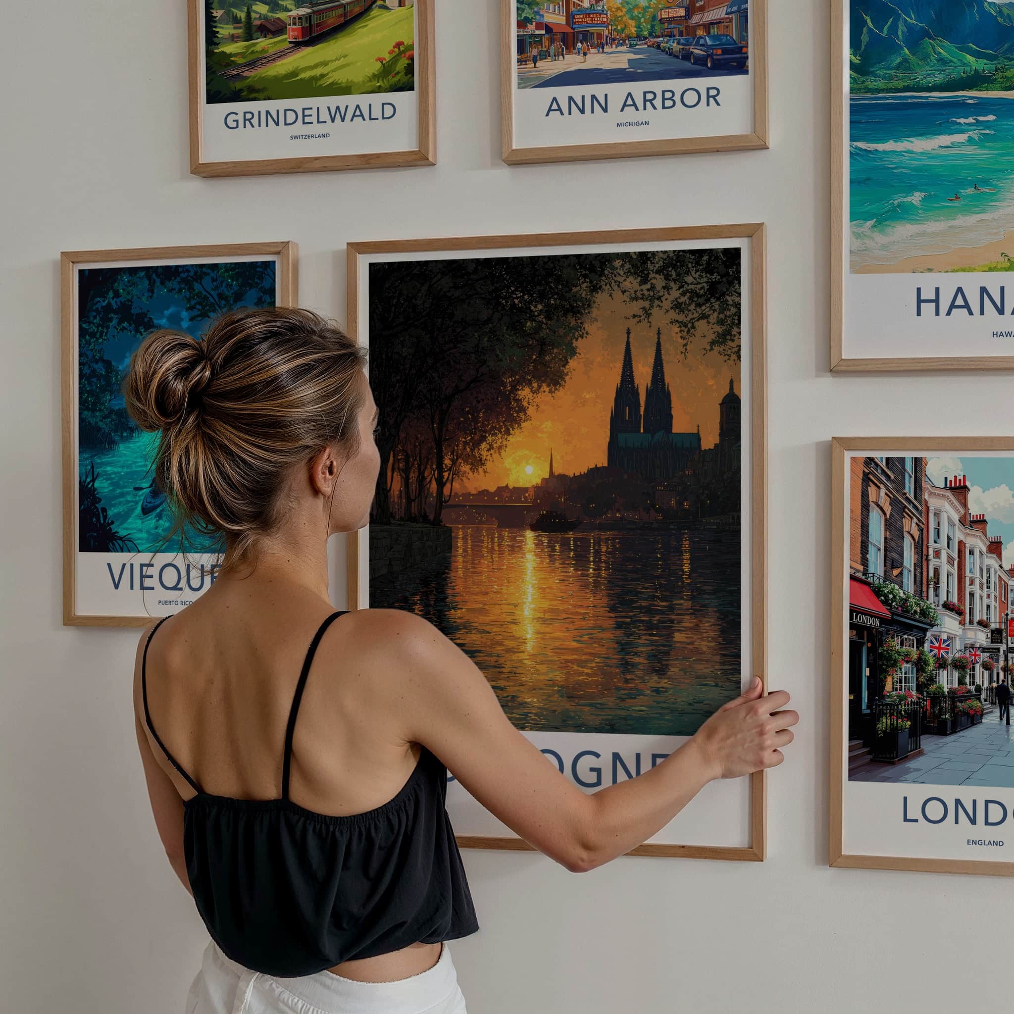 Cologne Poster - Germany Travel Art - Cathedral River Sunset Home Decor
