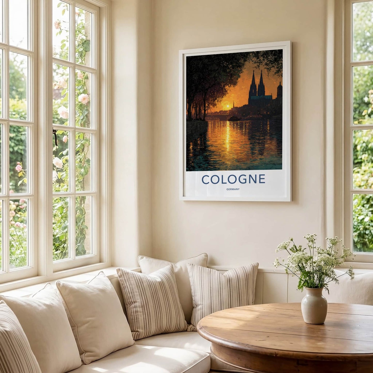 Cologne Poster - Germany Travel Art - Cathedral River Sunset Home Decor