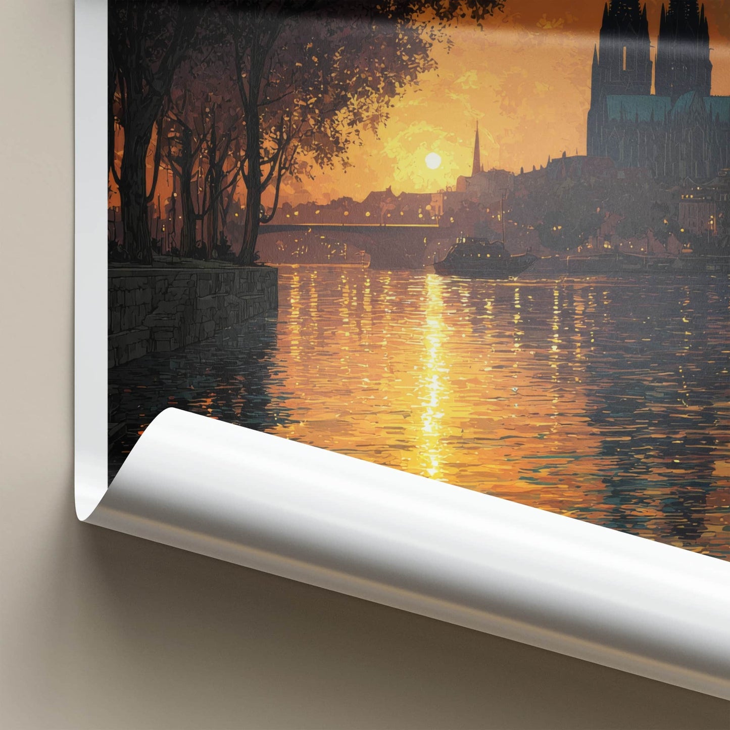 Cologne Poster - Germany Travel Art - Cathedral River Sunset Home Decor
