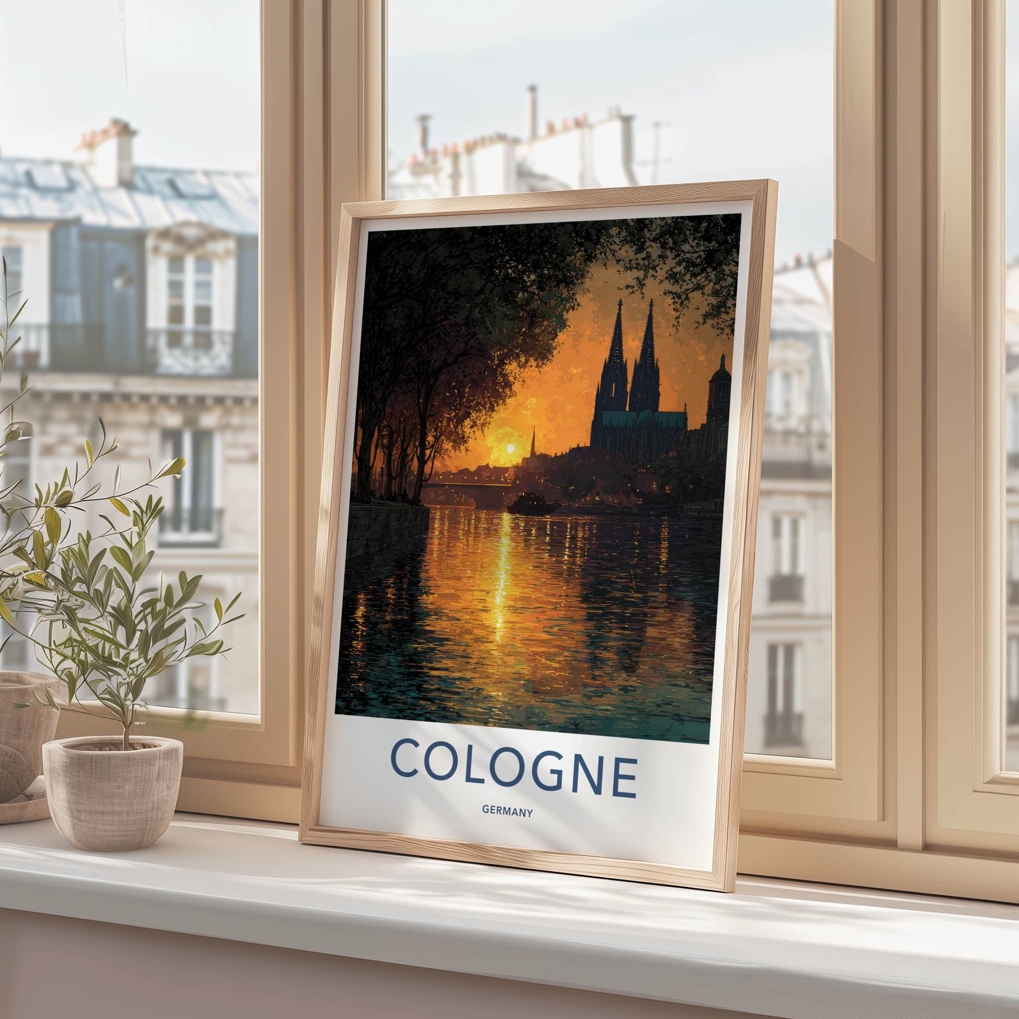 Cologne Poster - Germany Travel Art - Cathedral River Sunset Home Decor