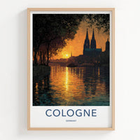 Cologne Poster - Germany Travel Art - Cathedral River Sunset Home Decor