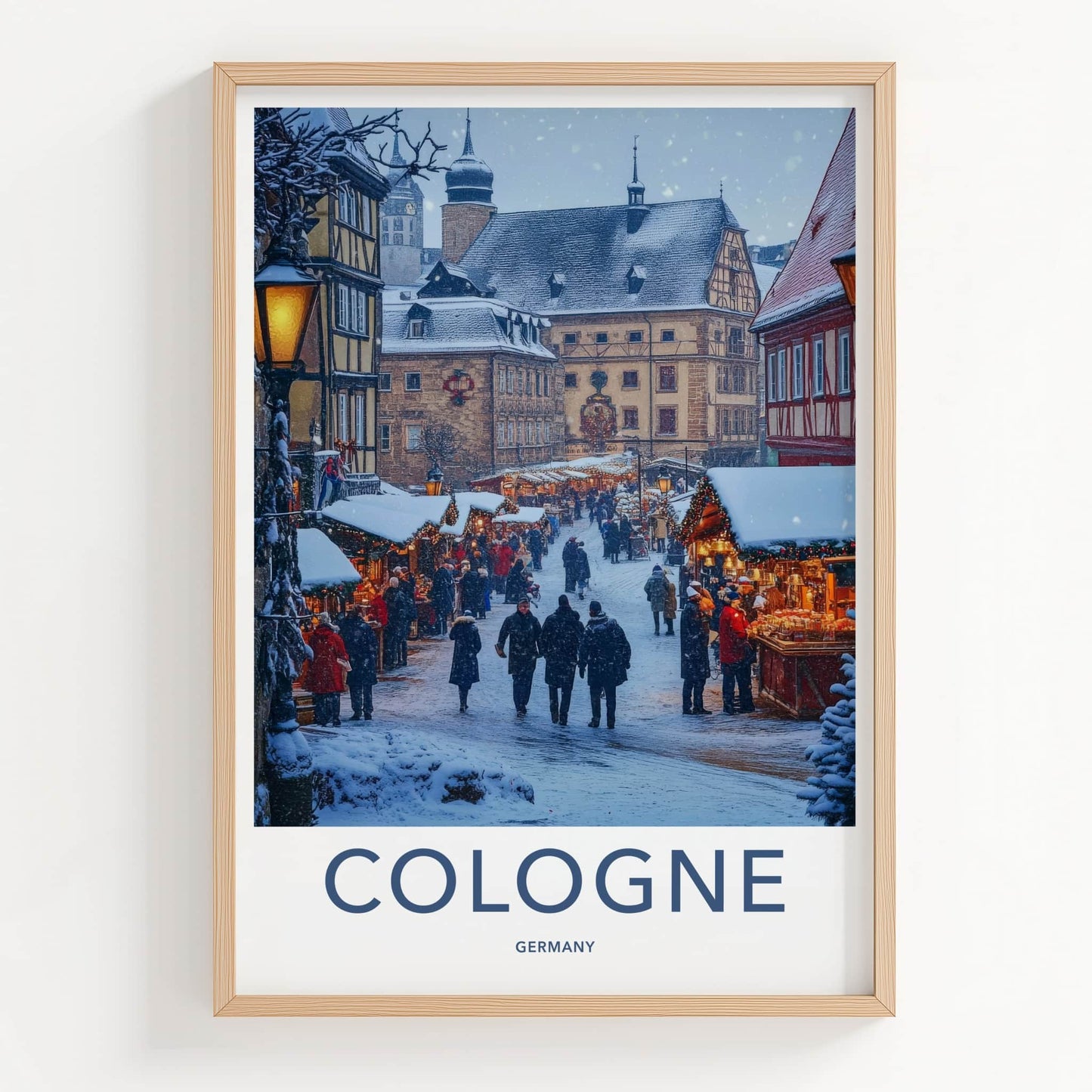 Cologne Poster - Germany Travel Art - Festive Winter Market Home Decor