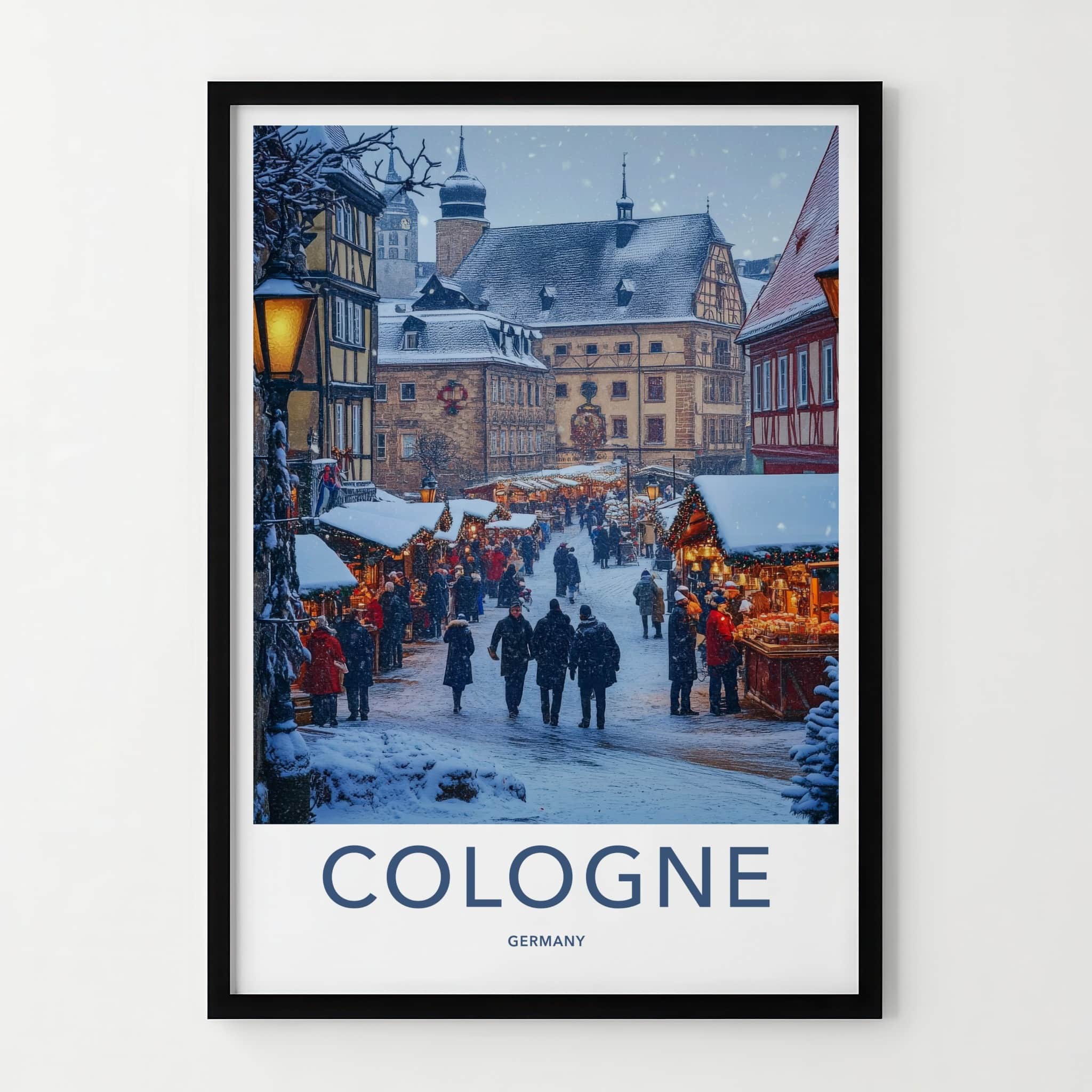 Cologne Poster - Germany Travel Art - Festive Winter Market Home Decor