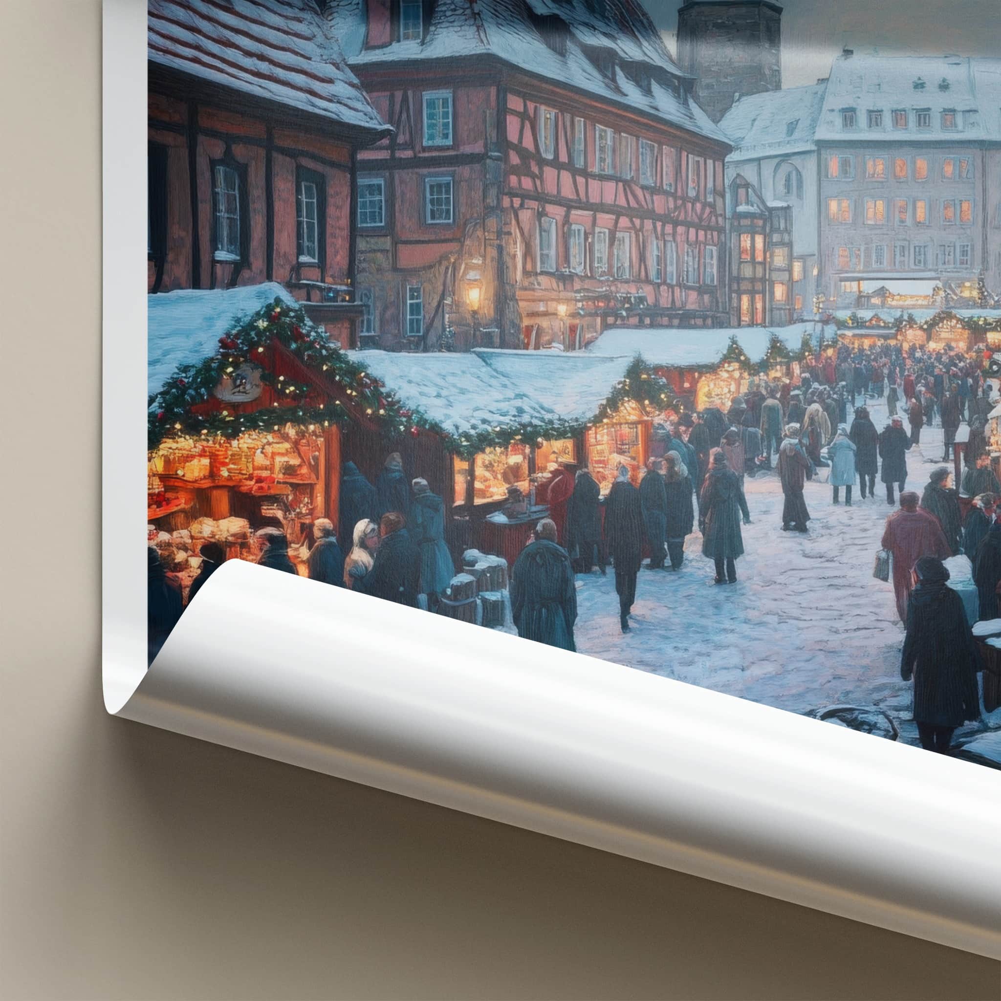 Cologne Poster - Germany Travel Art - Snowy Christmas Market Home Decor